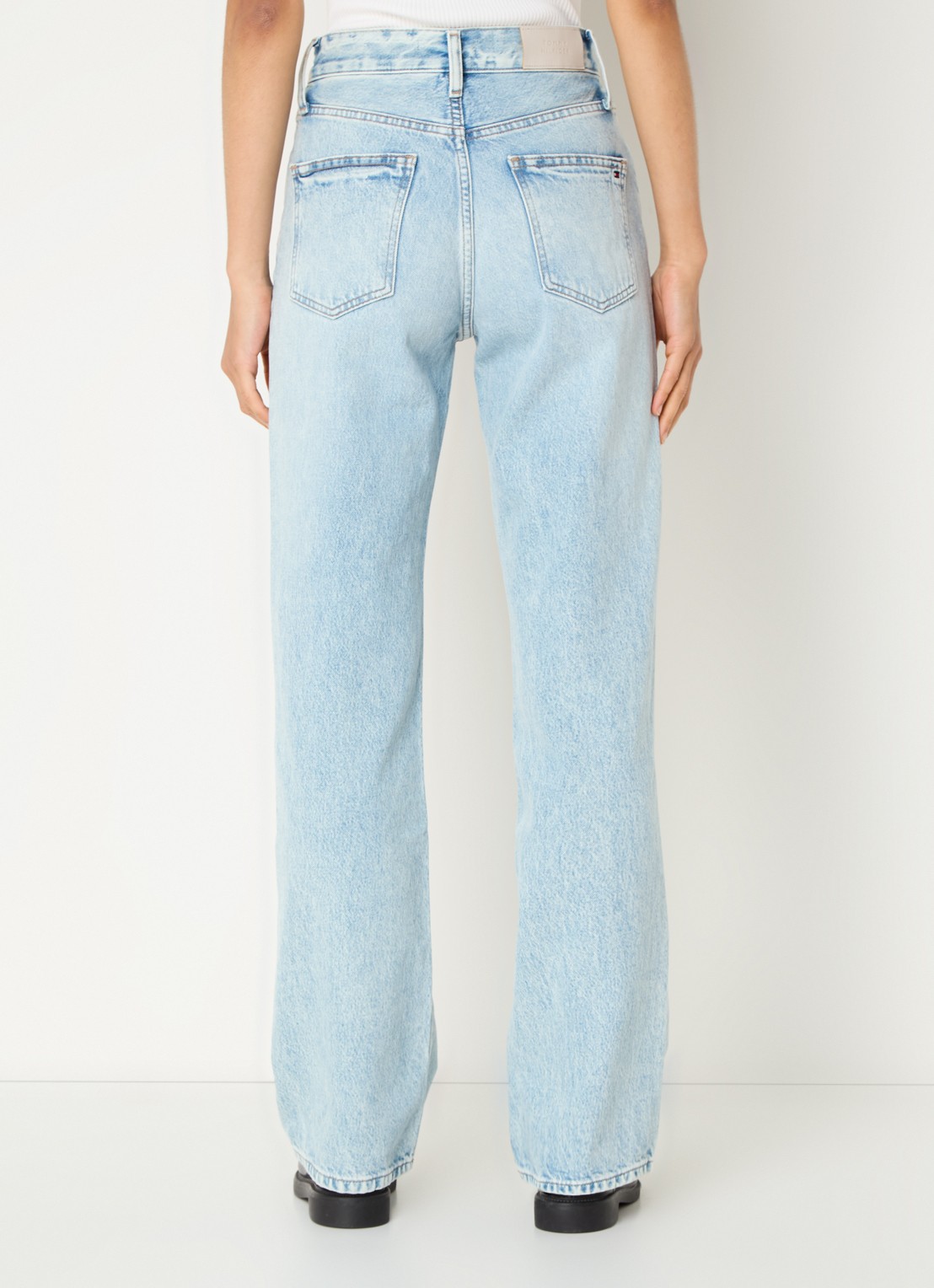 Tommy Hilfiger High waist straight leg jeans met lichte wassing - achterkant 5 indigo
