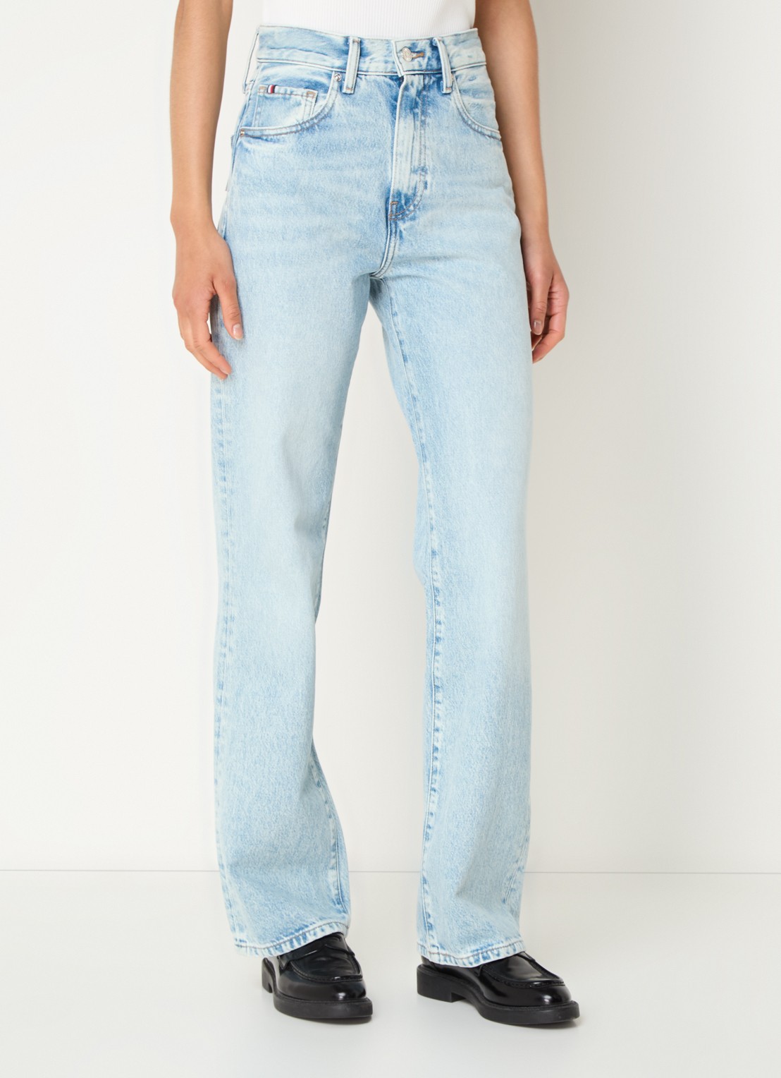 Tommy Hilfiger High waist straight leg jeans met lichte wassing - detail 3 indigo