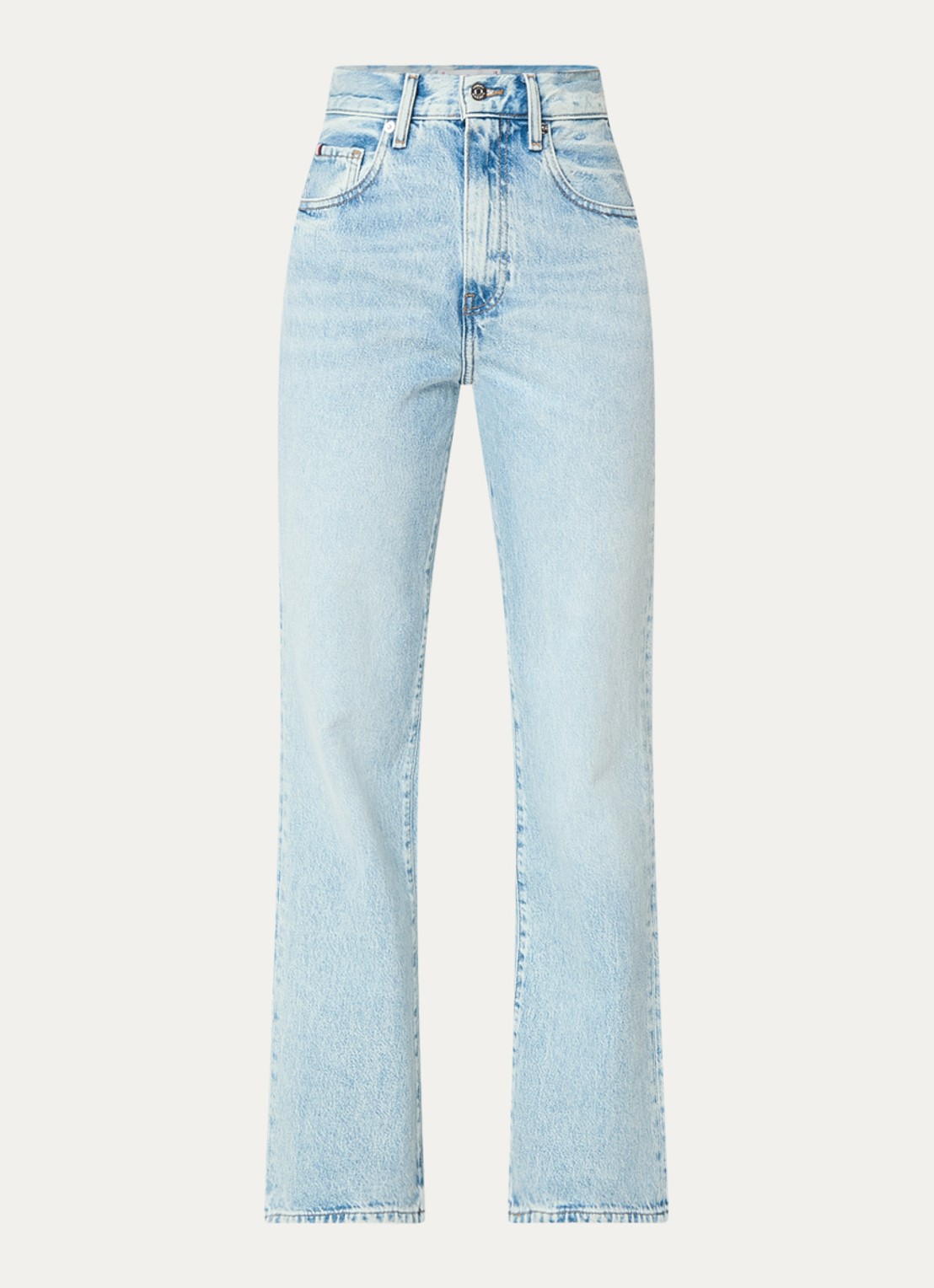 Tommy Hilfiger High waist straight leg jeans met lichte wassing - voorkant indigo