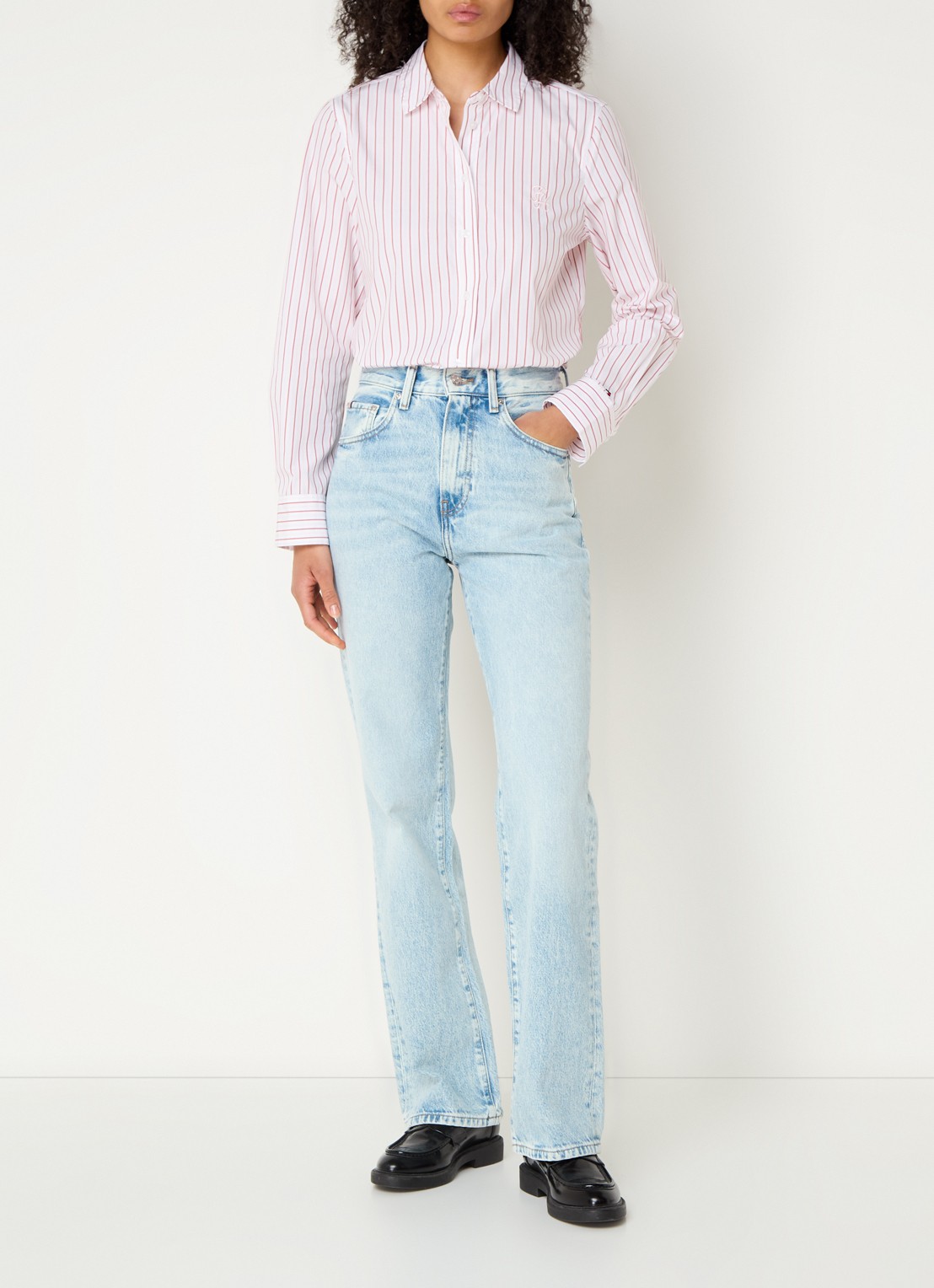 Tommy Hilfiger High waist straight leg jeans met lichte wassing - voorkant 2 indigo