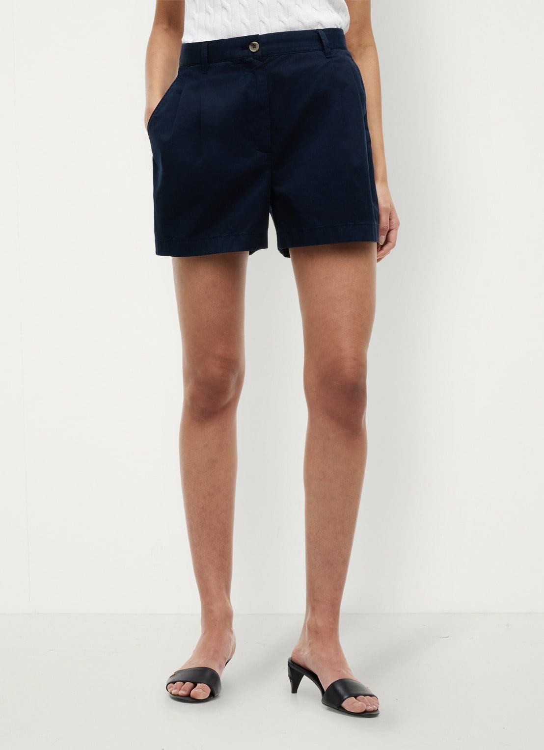 Tommy Hilfiger High waist wide fit chino met logoborduring - detail 2 donkerblauw