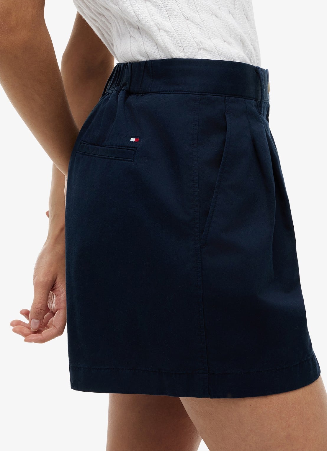 Tommy Hilfiger High waist wide fit chino met logoborduring - detail 3 donkerblauw
