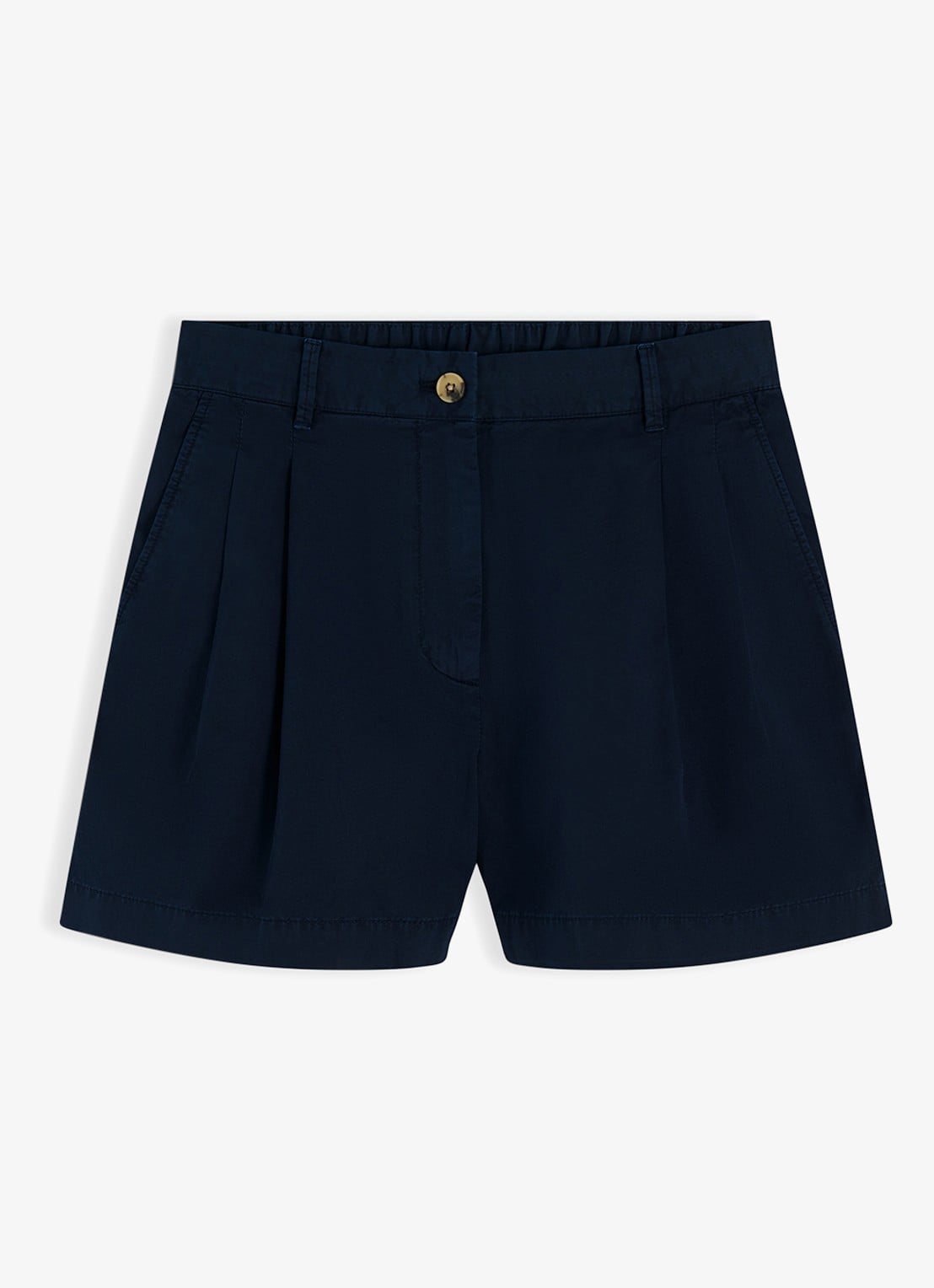 Tommy Hilfiger High waist wide fit chino met logoborduring - voorkant 4 donkerblauw
