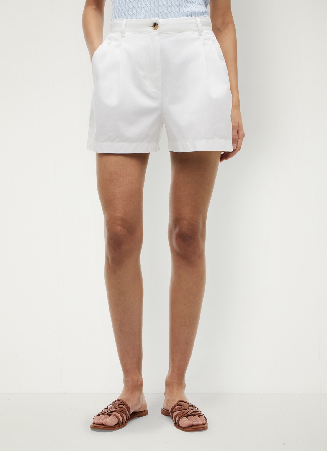 Tommy Hilfiger High waist wide fit chino met logoborduring - detail 4 gebroken wit