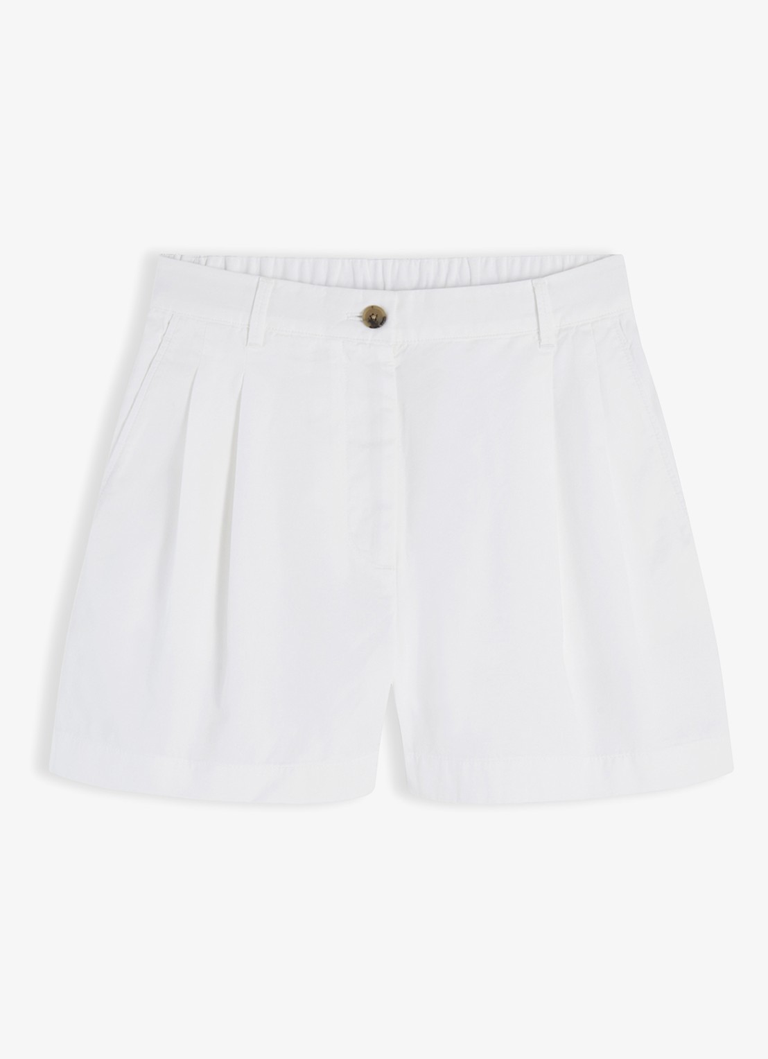 Tommy Hilfiger High waist wide fit chino met logoborduring - voorkant gebroken wit