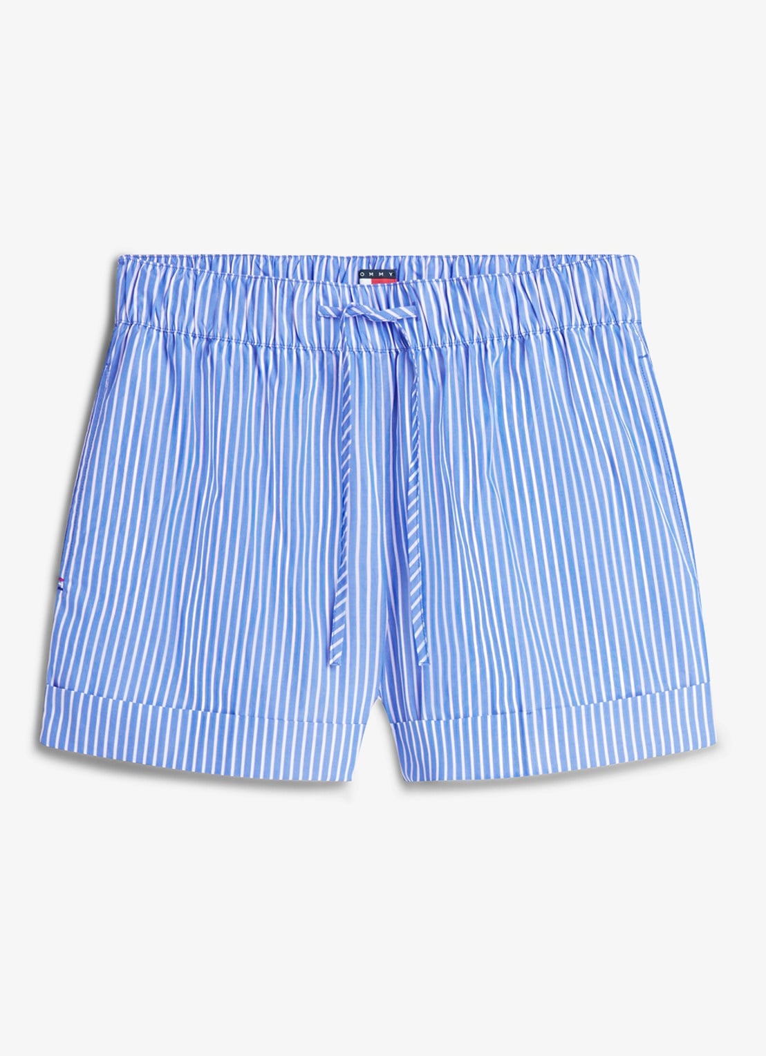 Tommy Hilfiger High waist wide fit korte broek met streepprint - voorkant 5 noble blue / stripe-c8p