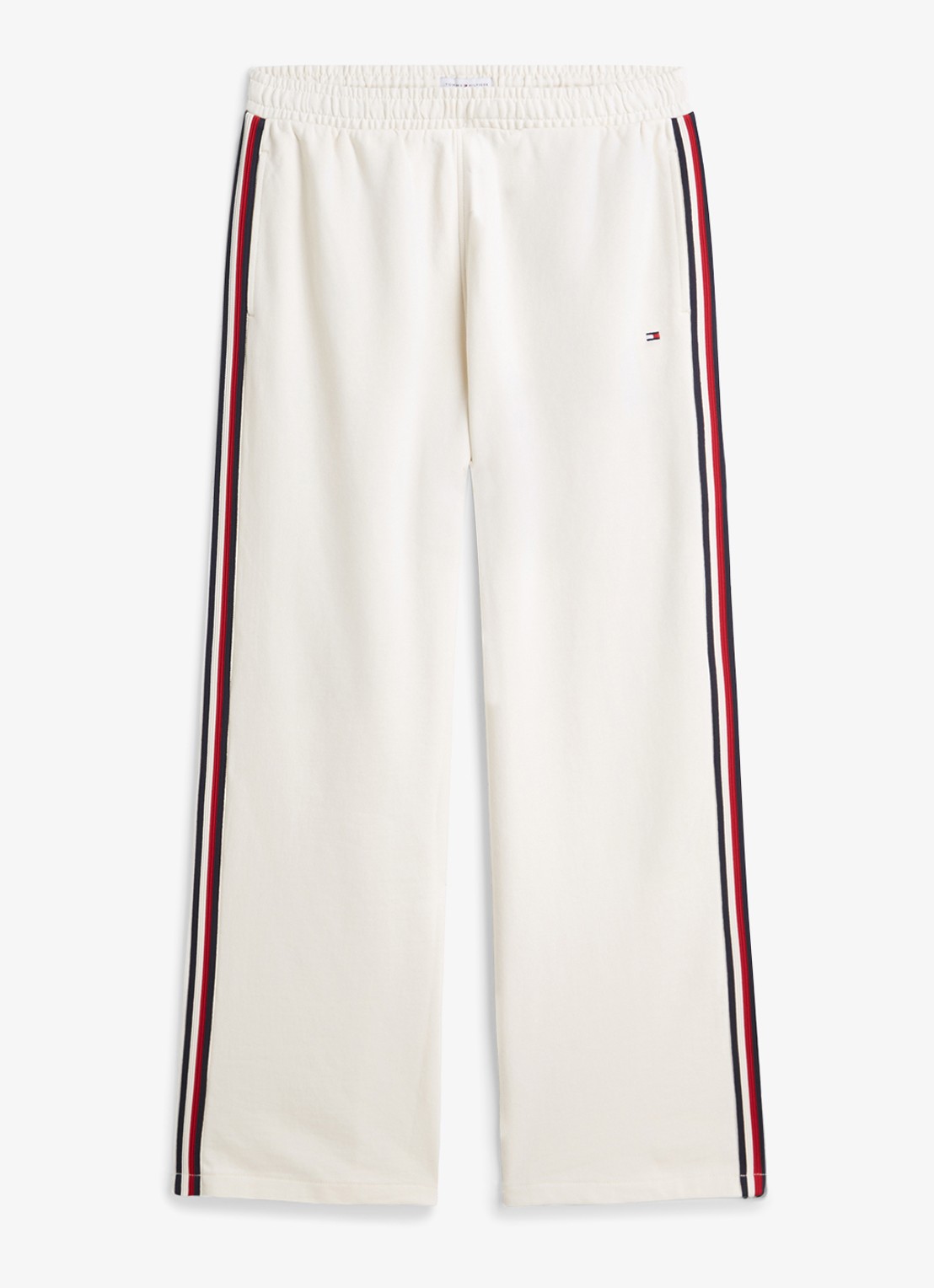 Tommy Hilfiger High waist wide fit lounge broek met logoborduring - voorkant 2 ivoor