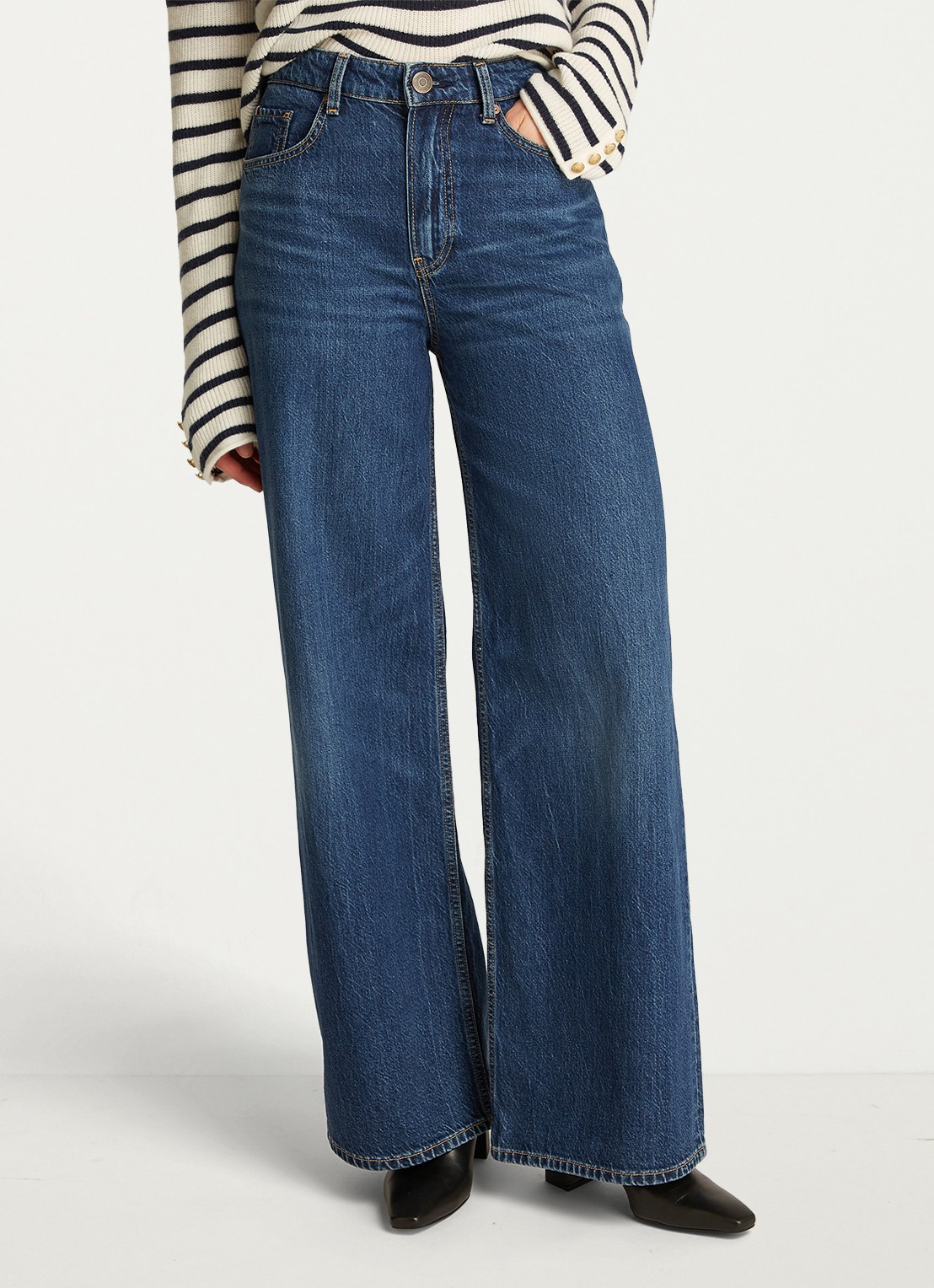 Tommy Hilfiger High waist wide leg jeans met donkere wassing - detail 6 indigo