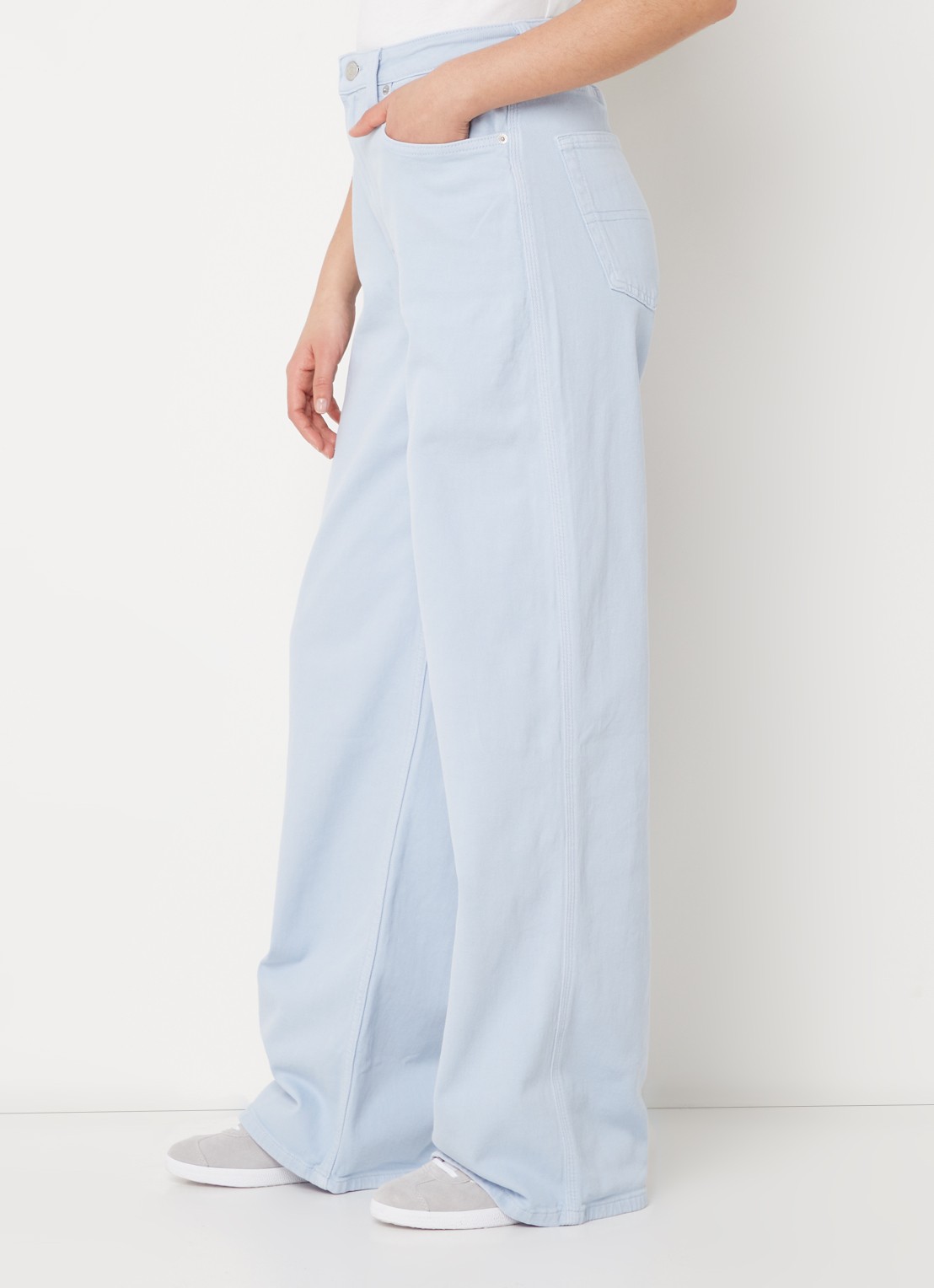 Tommy Hilfiger High waist wide leg jeans met gekleurde wassing - detail 4 lichtblauw