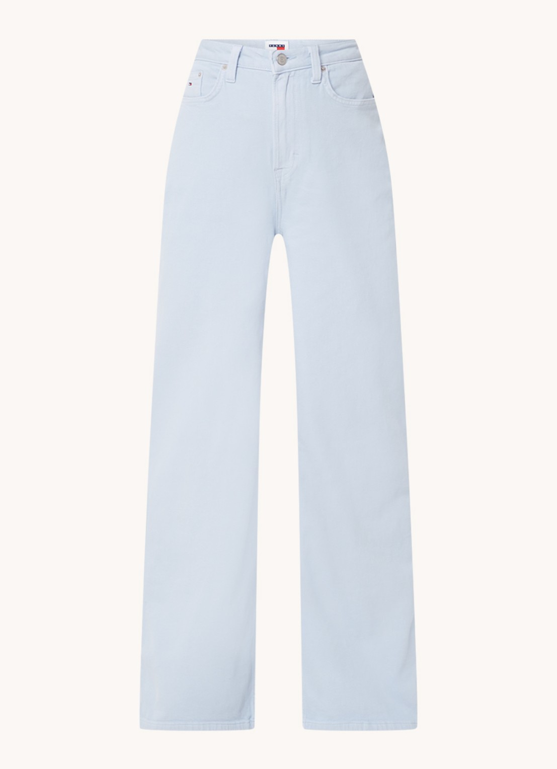 Tommy Hilfiger High waist wide leg jeans met gekleurde wassing - voorkant lichtblauw