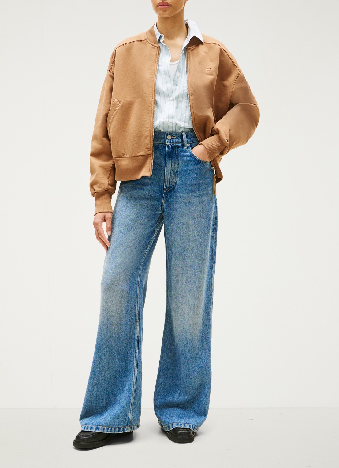 Tommy Hilfiger High waist wide leg jeans  met steekzakken - voorkant 4 indigo