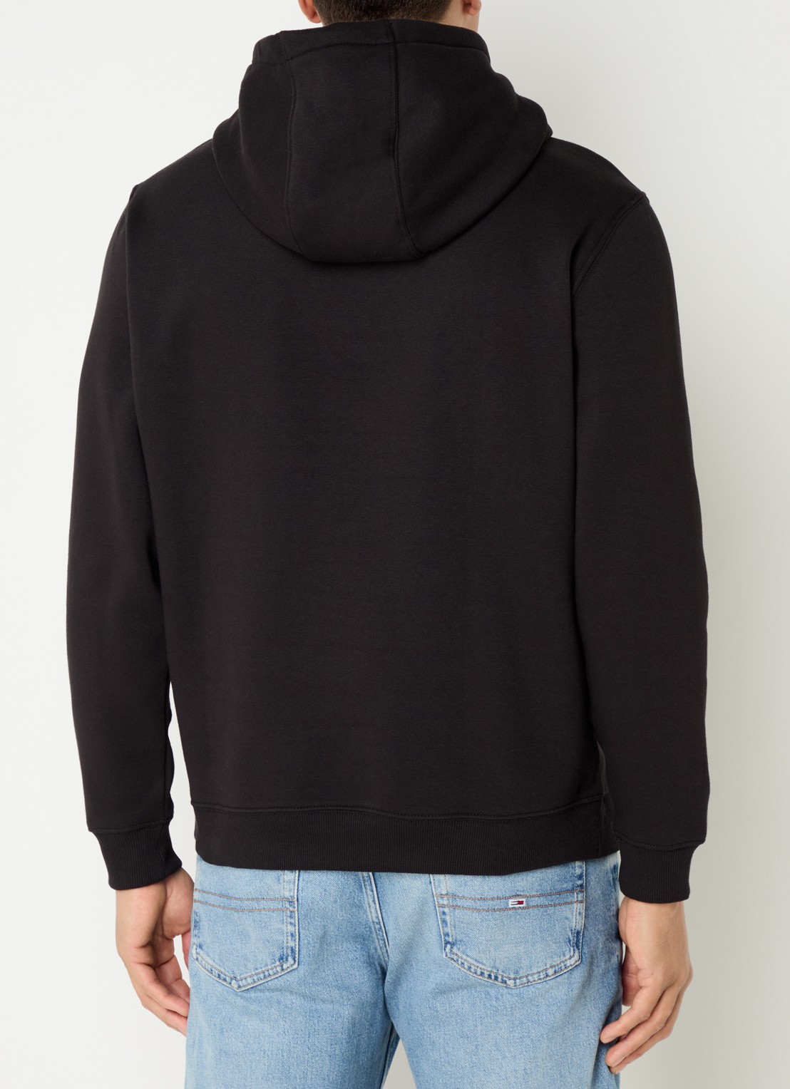 Tommy Hilfiger Hoodie met gemêleerd dessin en logoborduring - achterkant zwart