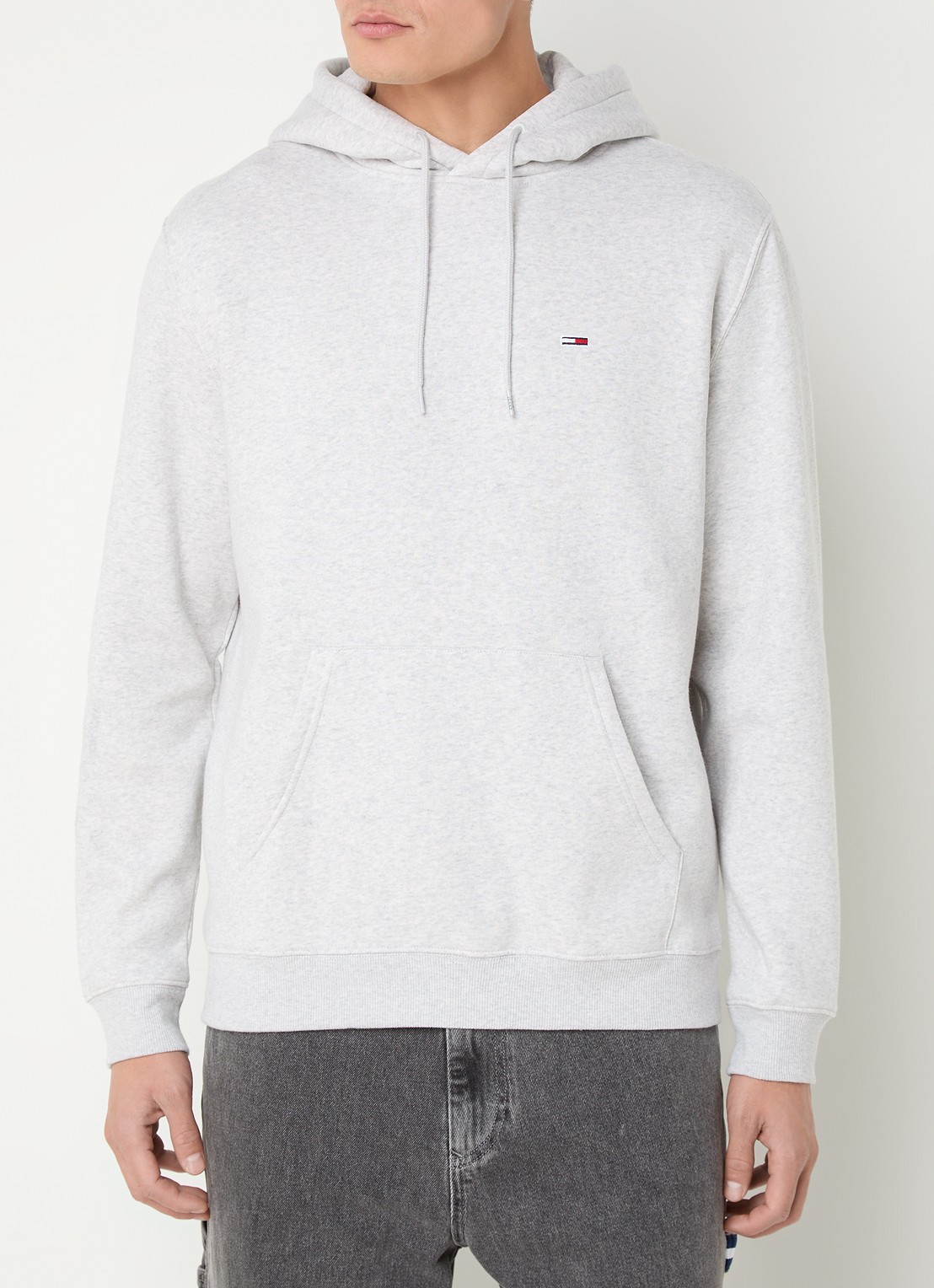 Tommy Hilfiger Hoodie met gemêleerd dessin en logoborduring - detail grijsmele