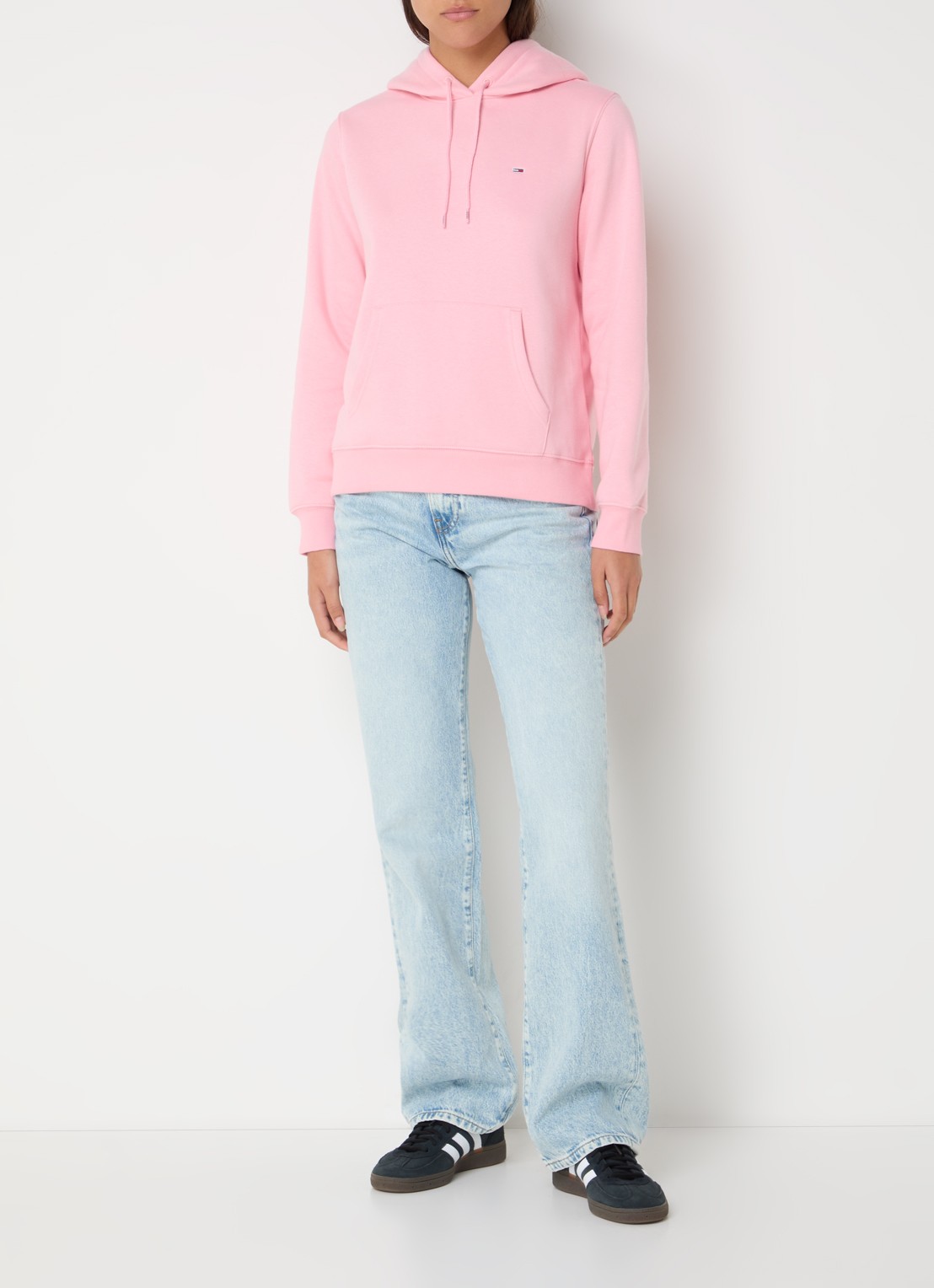Tommy Hilfiger Hoodie met kangoeroezak en logo - voorkant 5 roze