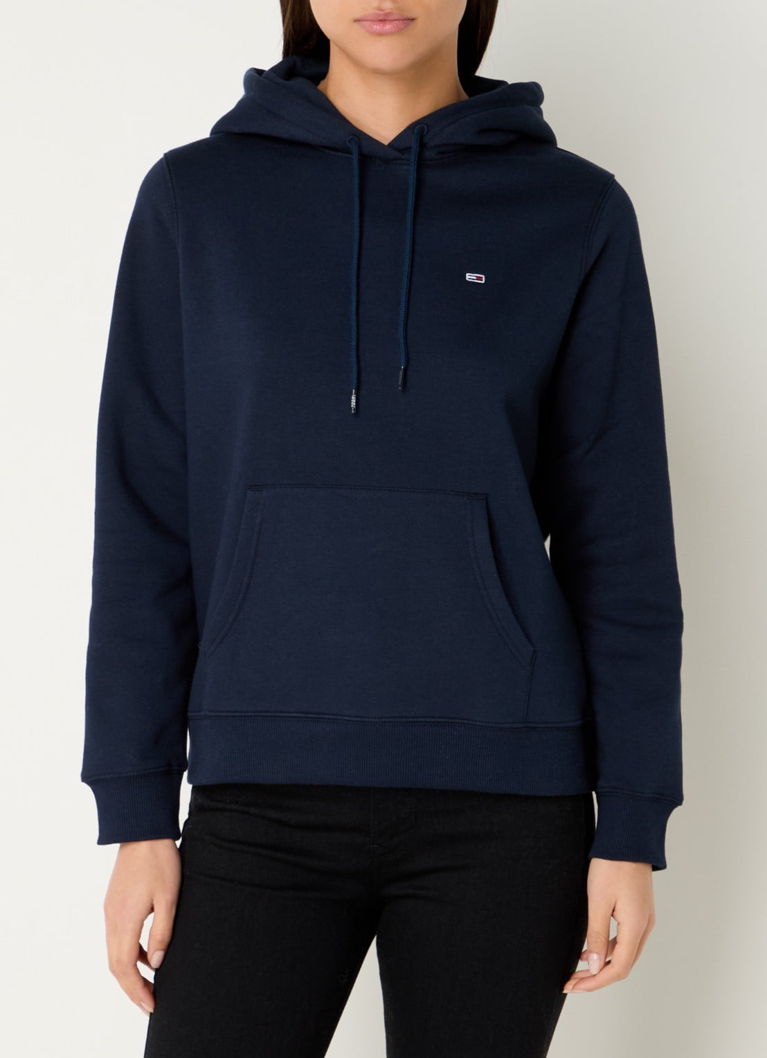 Tommy Hilfiger Hoodie met kangoeroezak en logo - detail donkerblauw