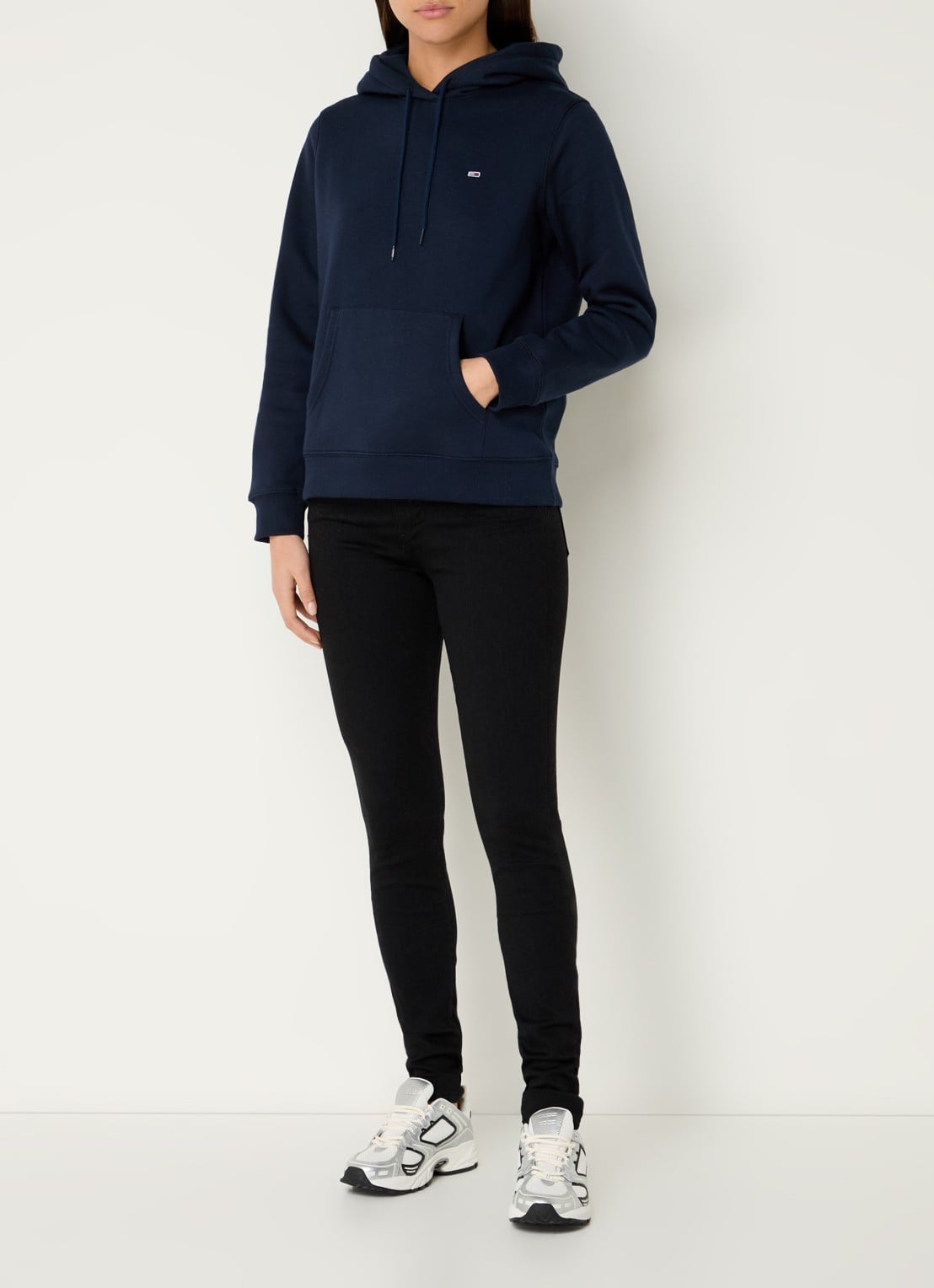 Tommy Hilfiger Hoodie met kangoeroezak en logo - voorkant 5 donkerblauw
