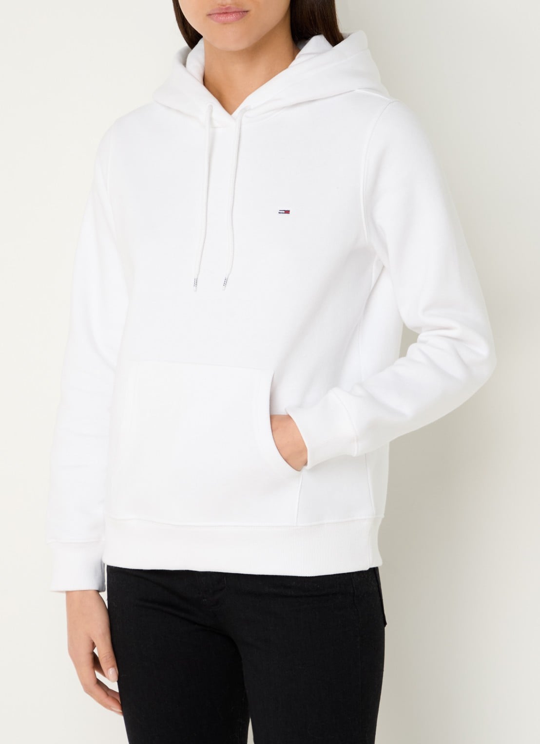 Tommy Hilfiger Hoodie met kangoeroezak en logo - detail 3 gebroken wit