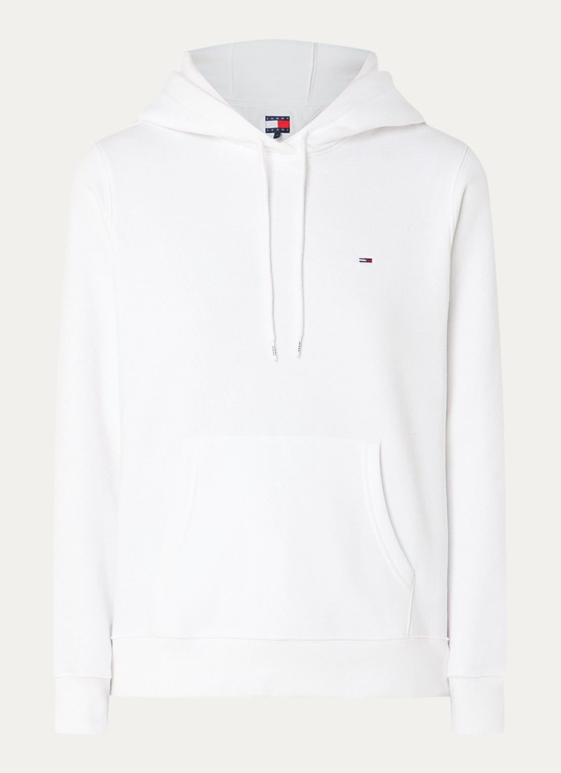 Tommy Hilfiger Hoodie met kangoeroezak en logo - voorkant gebroken wit