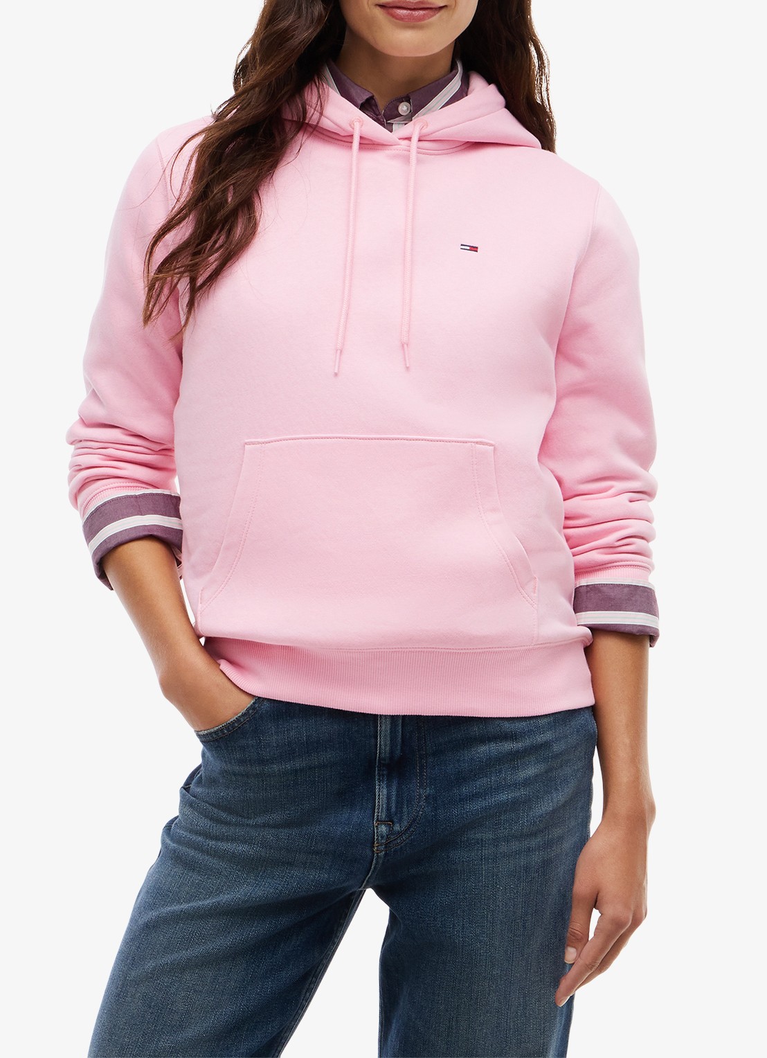 Tommy Hilfiger Hoodie met kangoeroezak en logo - detail pink sugar-tpf / roze