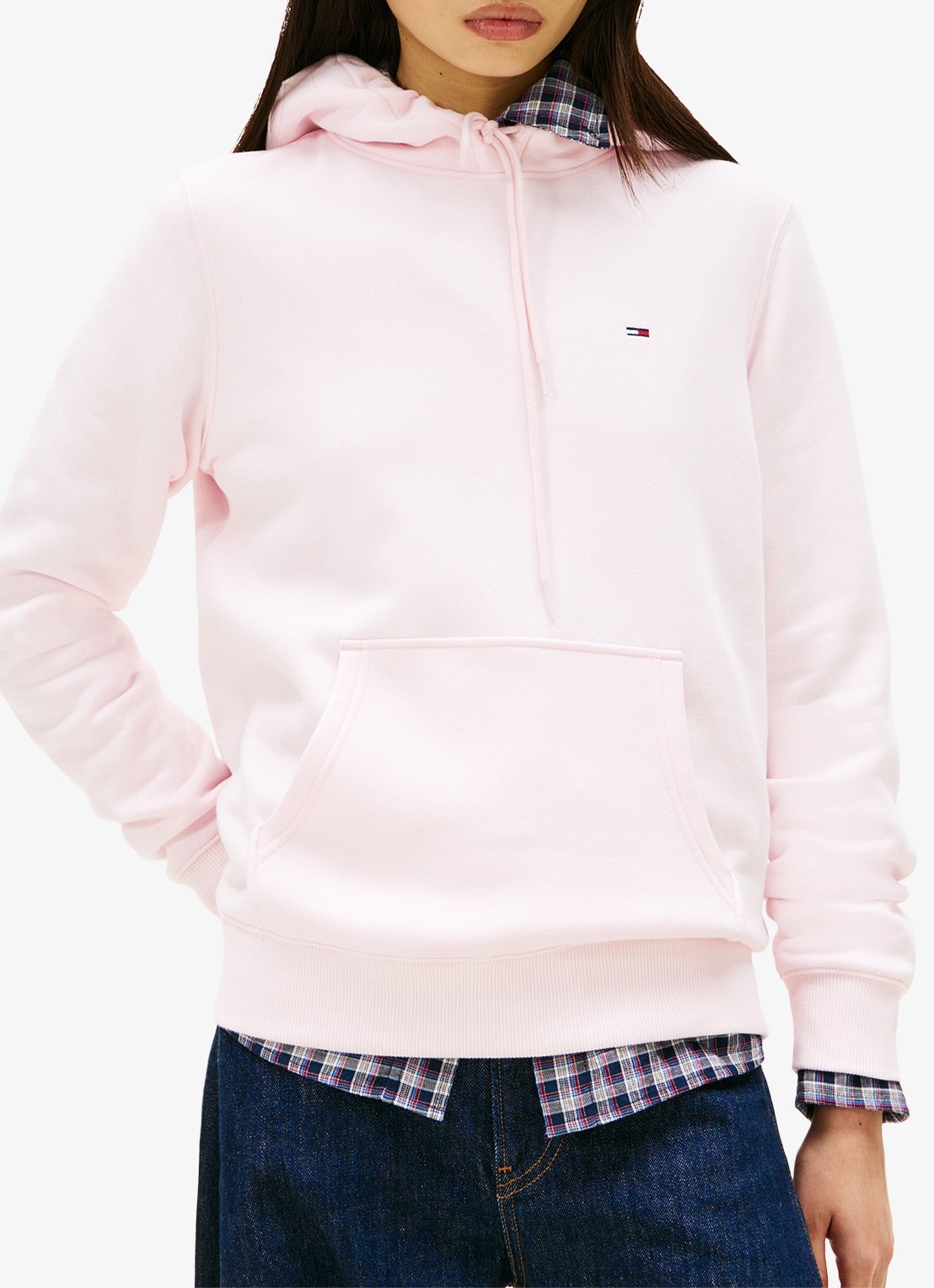 Tommy Hilfiger Hoodie met kangoeroezak en logo - detail lichtroze