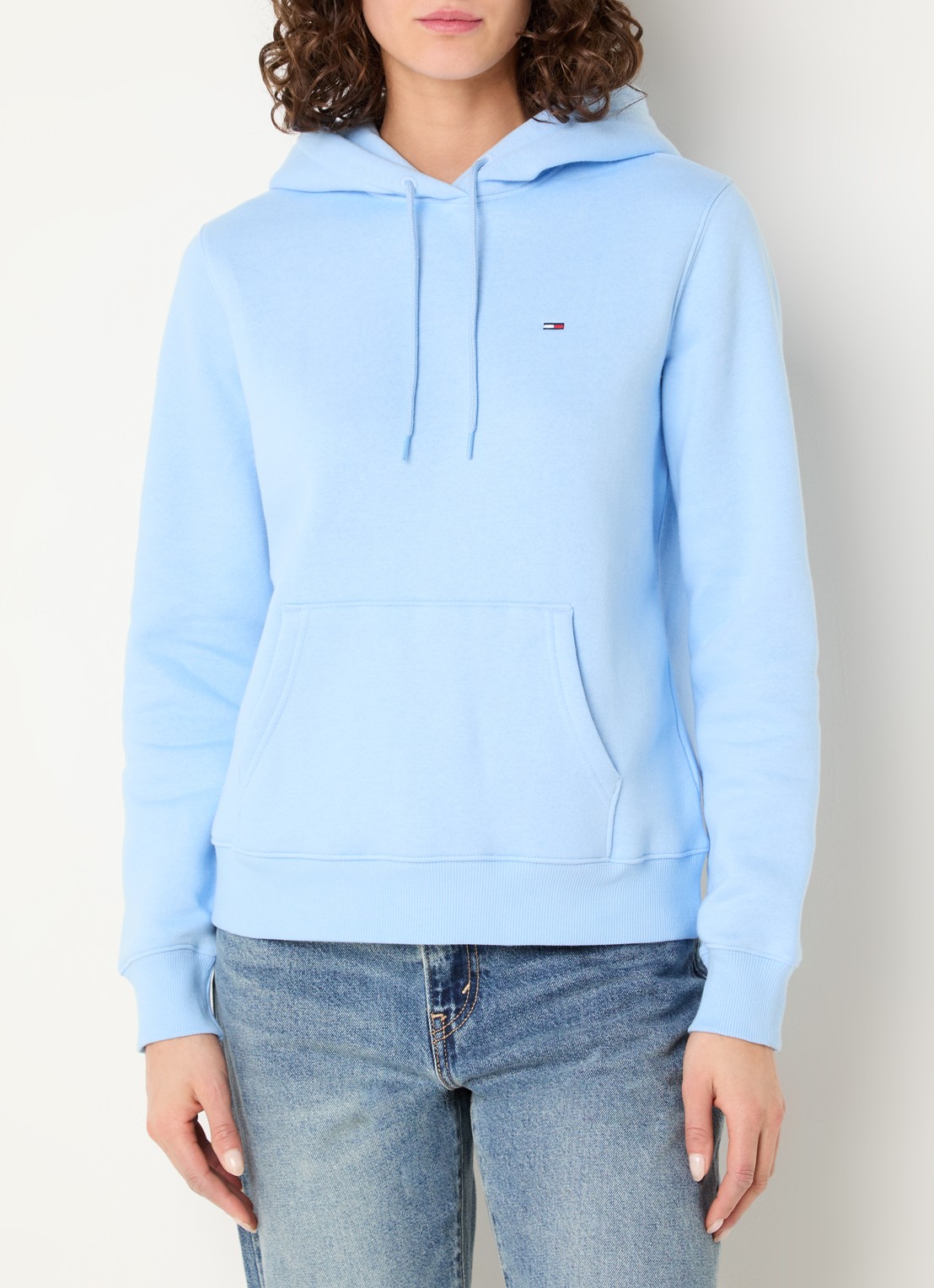 Tommy Hilfiger Hoodie met kangoeroezak en logo - detail 2 lichtblauw