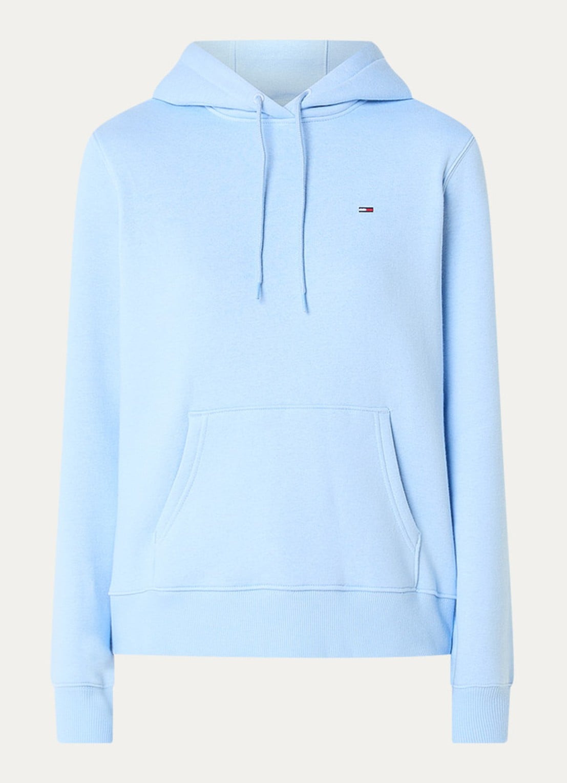 Tommy Hilfiger Hoodie met kangoeroezak en logo - voorkant 4 lichtblauw