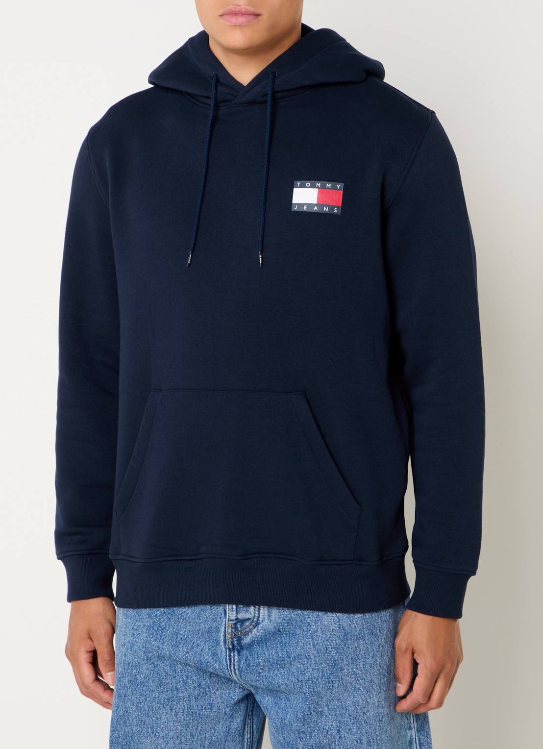 Tommy Hilfiger Hoodie met kangoeroezak en logo - detail donkerblauw