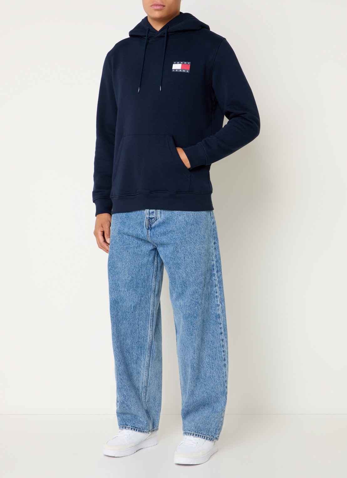 Tommy Hilfiger Hoodie met kangoeroezak en logo - voorkant 4 donkerblauw