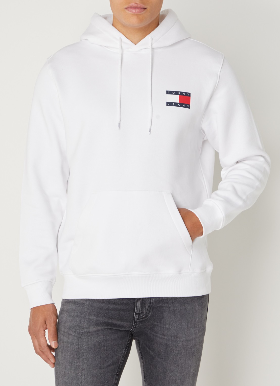 Tommy Hilfiger Hoodie met kangoeroezak en logo - detail 4 wit