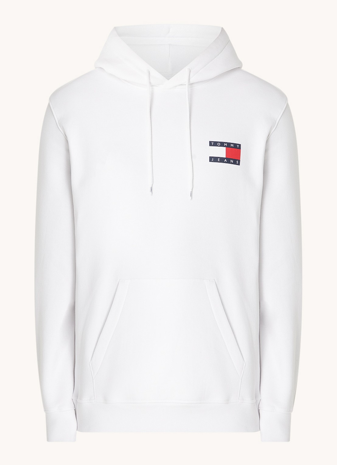 Tommy Hilfiger Hoodie met kangoeroezak en logo - voorkant wit