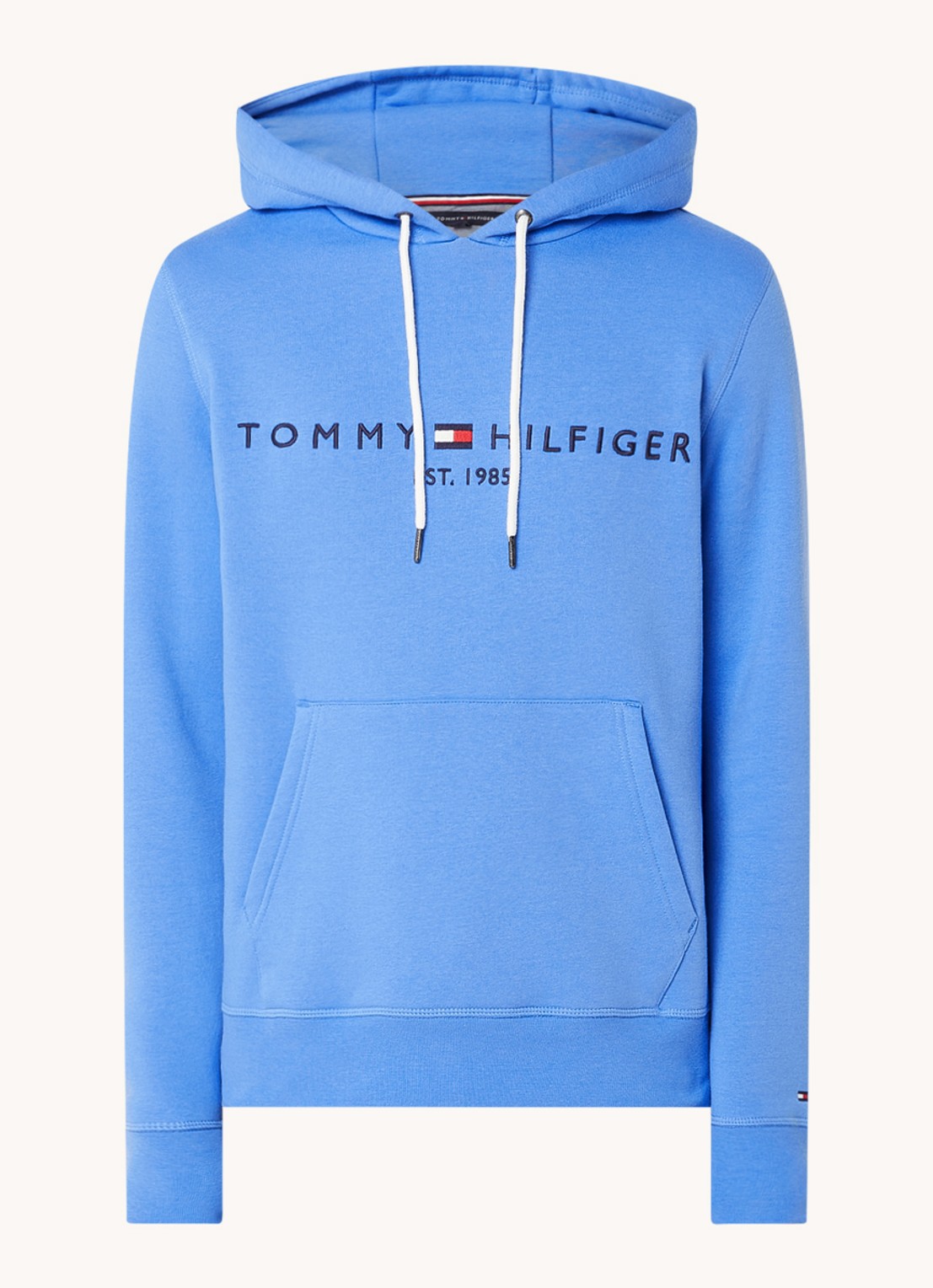 Tommy Hilfiger Hoodie met kangoeroezak en logoborduring - voorkant 4 blue spell / blauw