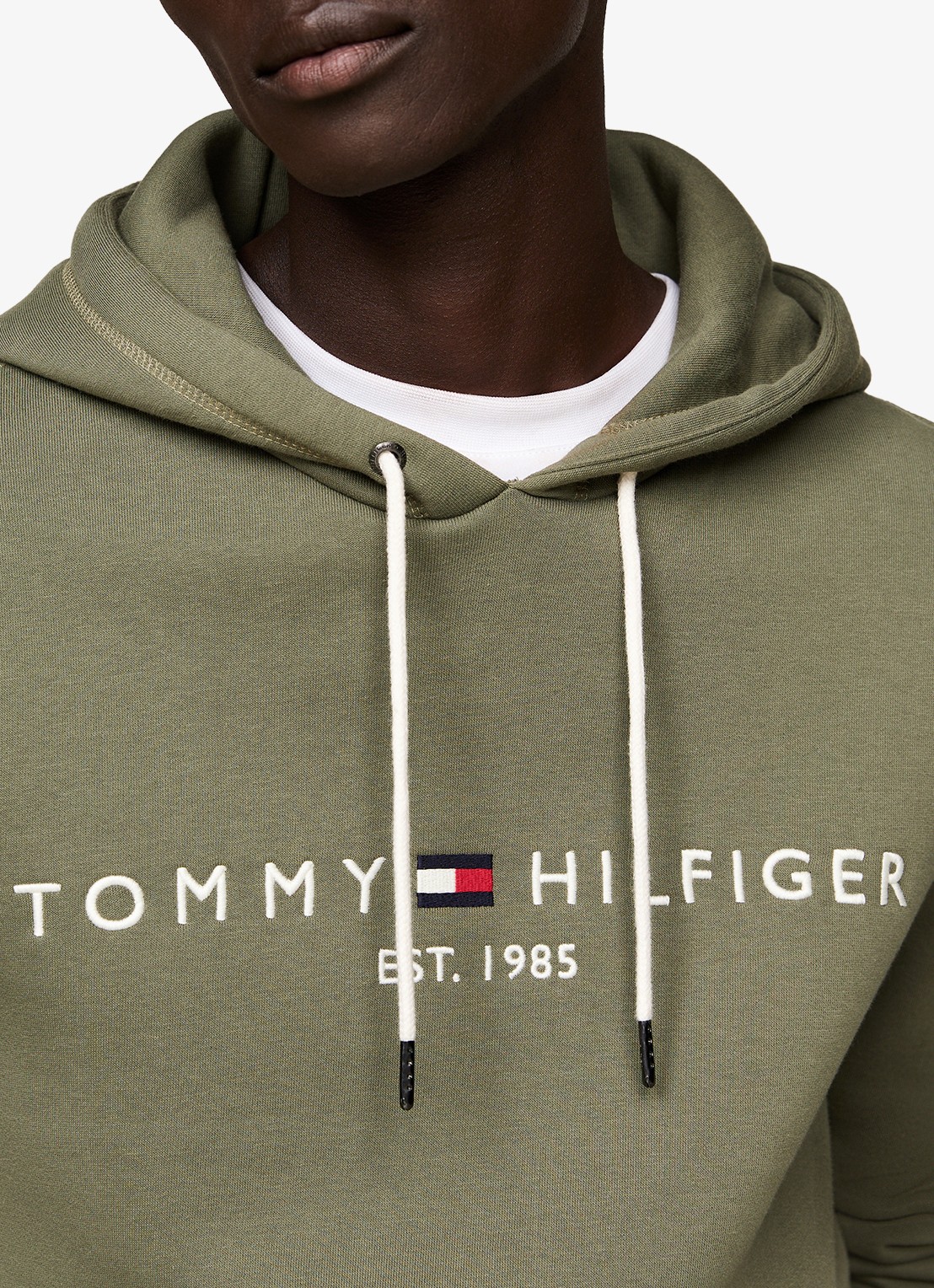 Tommy Hilfiger Hoodie met kangoeroezak en logoborduring - detail 3 battle green / groen
