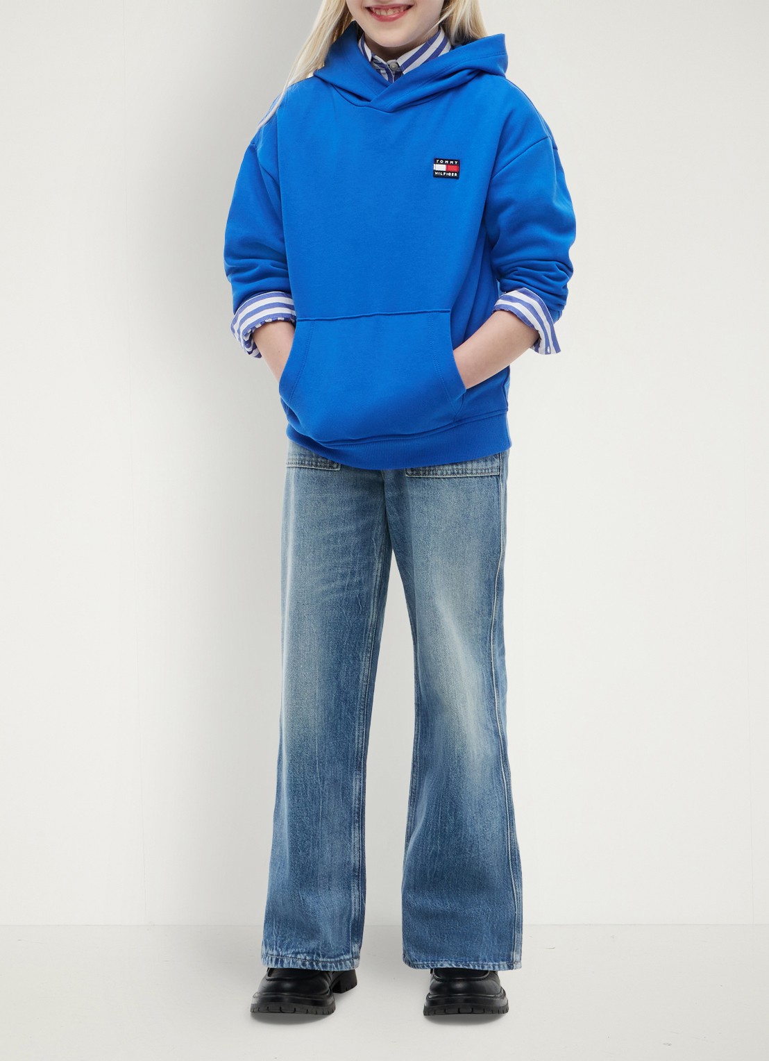 Tommy Hilfiger Hoodie met kangoeroezak  - detail 3 blauw