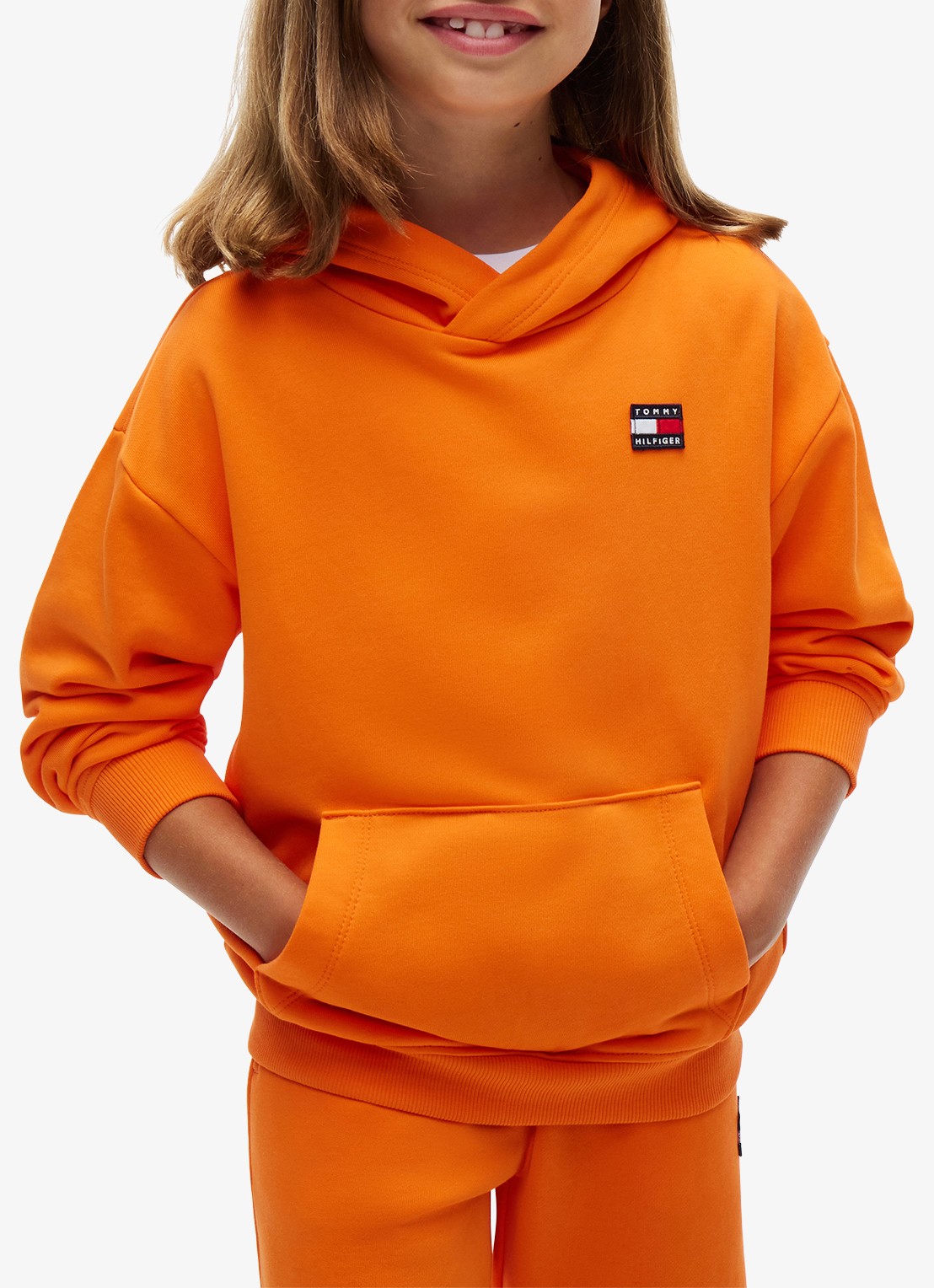 Tommy Hilfiger Hoodie met kangoeroezak  - detail 3 oranje