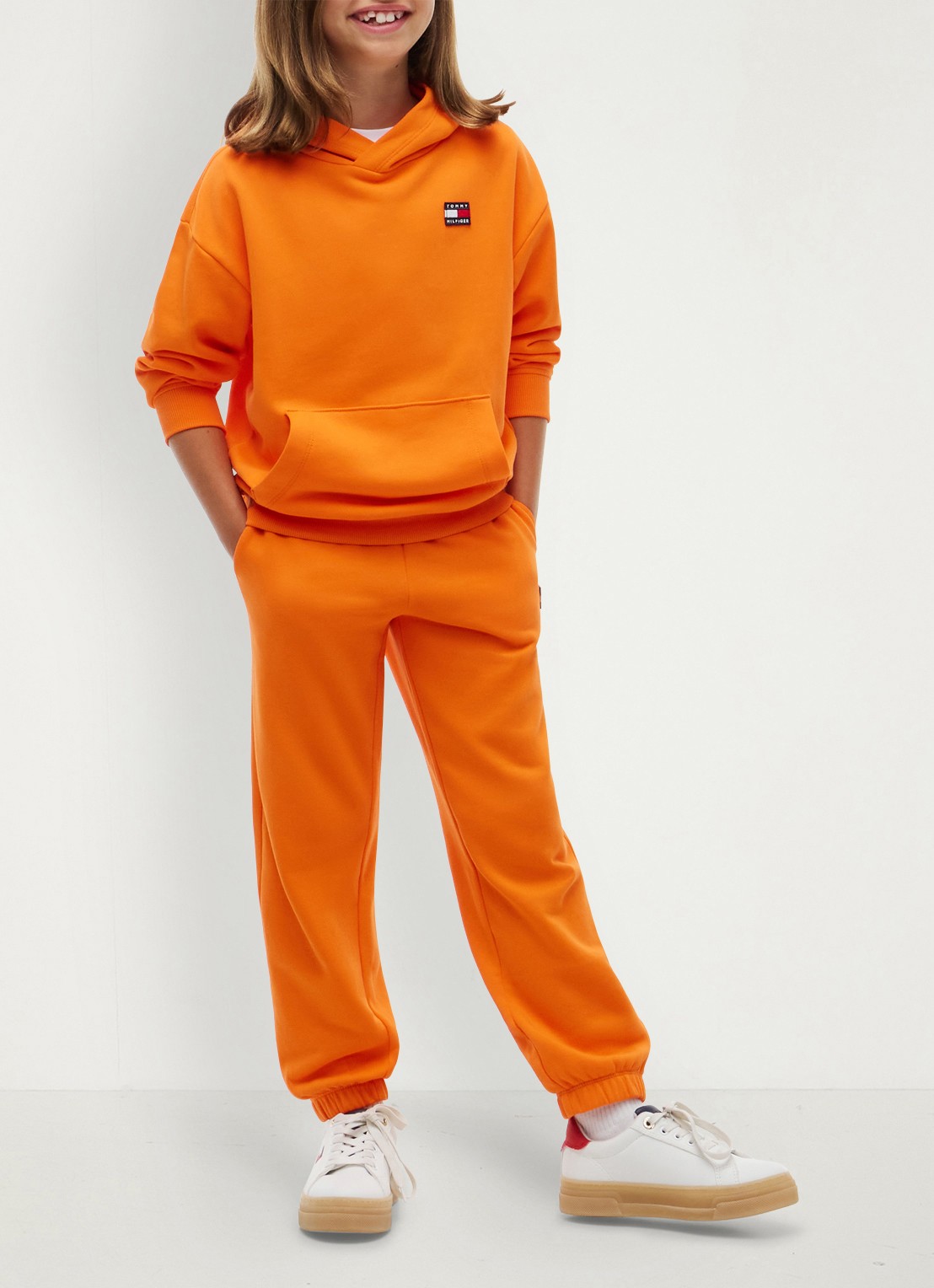Tommy Hilfiger Hoodie met kangoeroezak  - detail 4 oranje