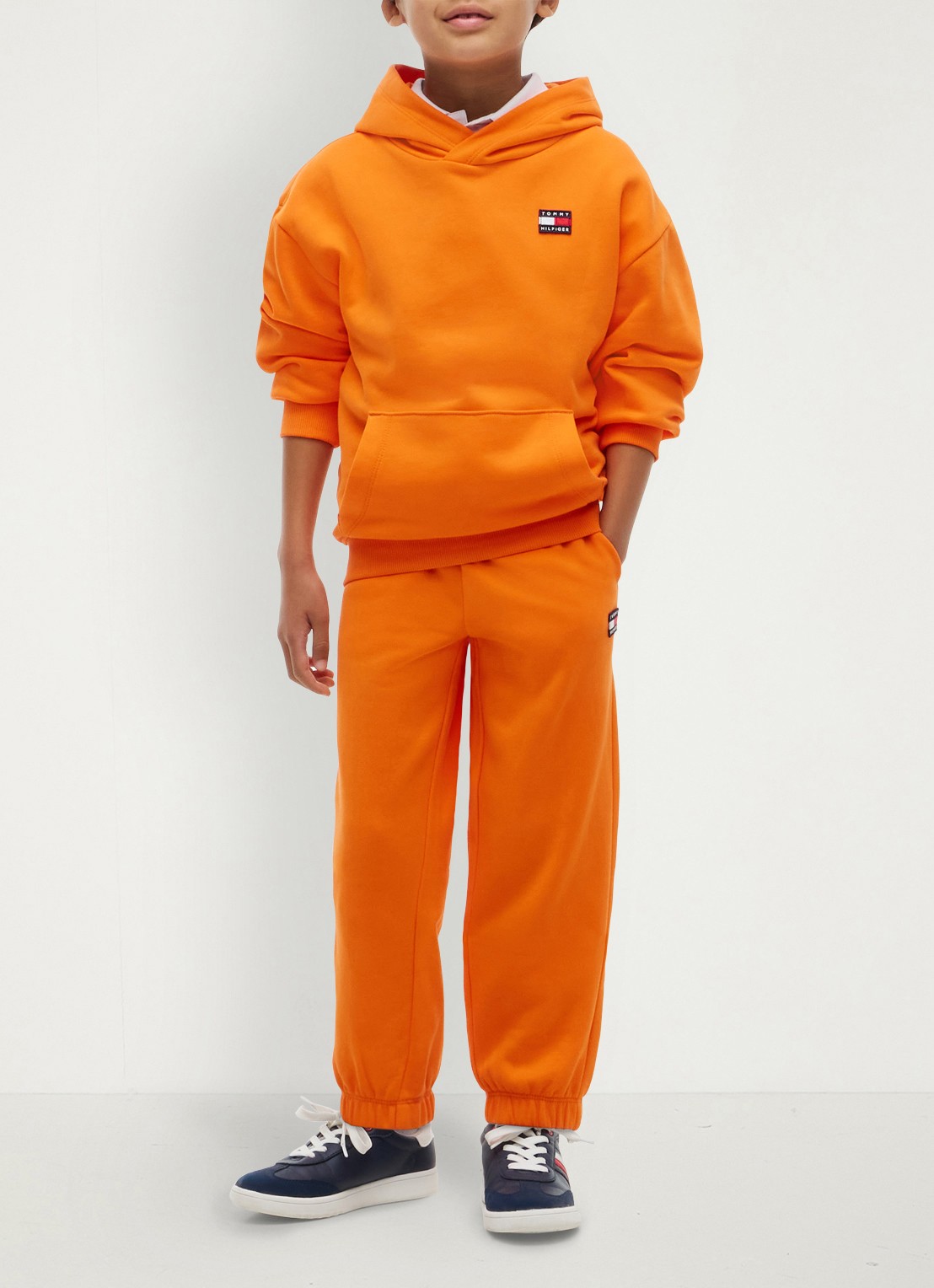 Tommy Hilfiger Hoodie met kangoeroezak  - voorkant 2 oranje