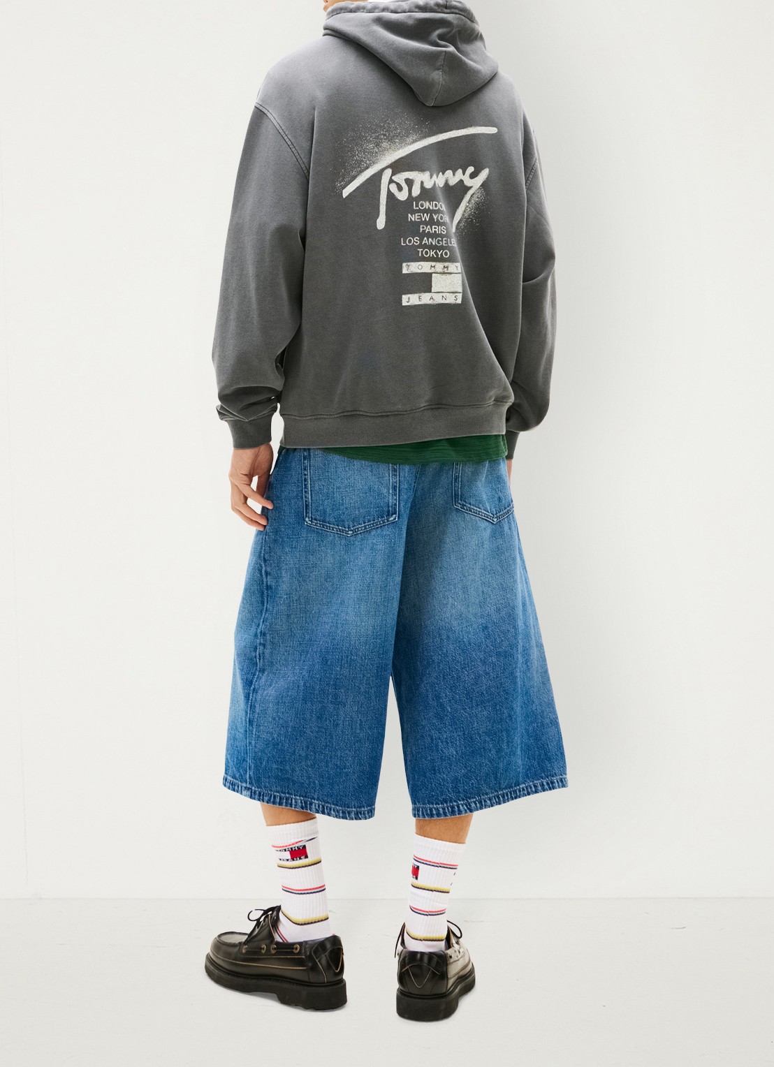Tommy Hilfiger Hoodie met logo- en backprint - achterkant 3 donkergrijs