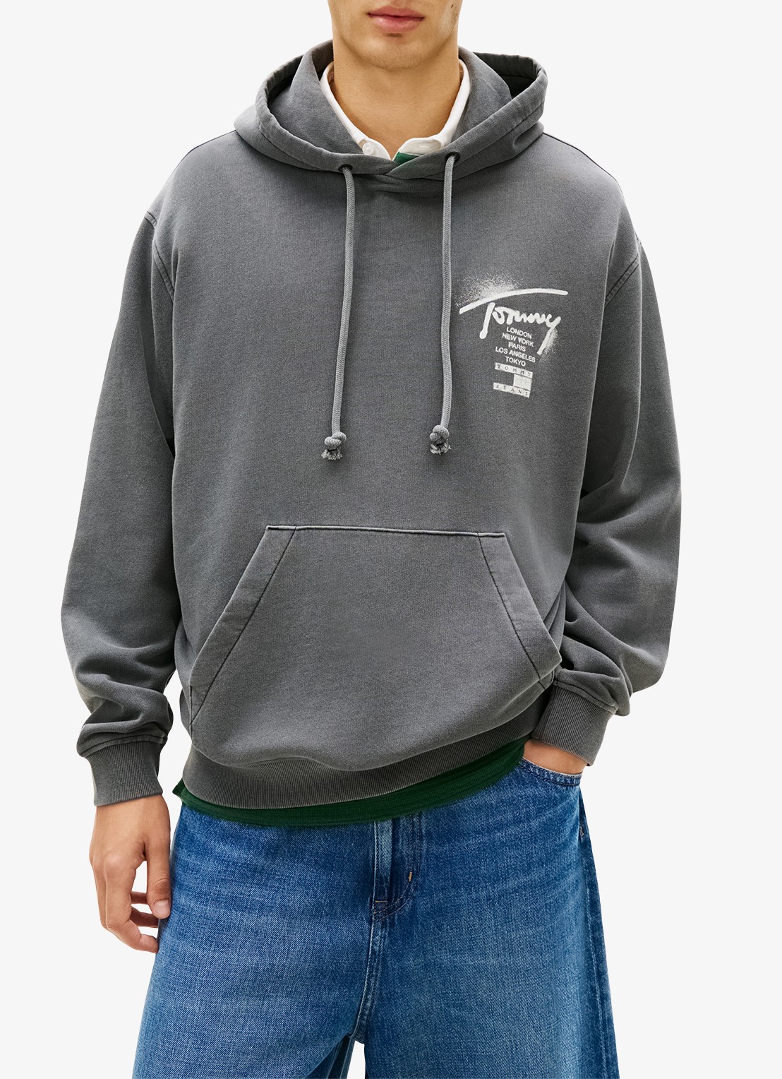 Tommy Hilfiger Hoodie met logo- en backprint - detail 4 donkergrijs