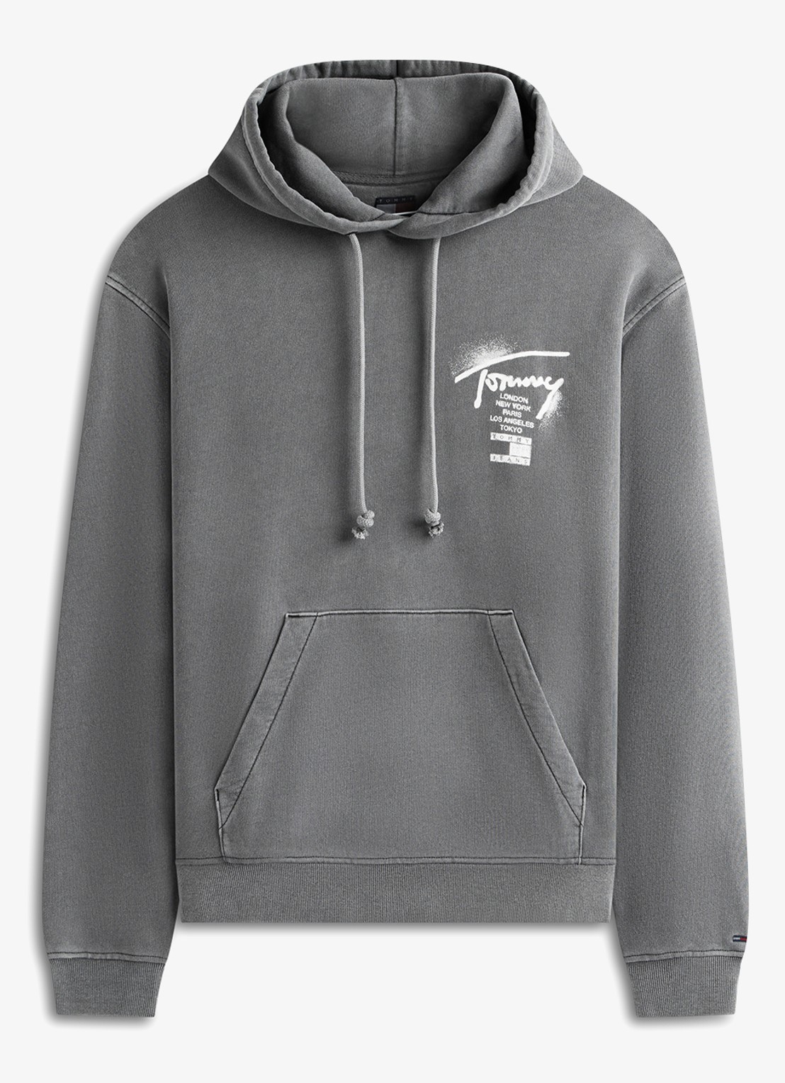 Tommy Hilfiger Hoodie met logo- en backprint - voorkant donkergrijs