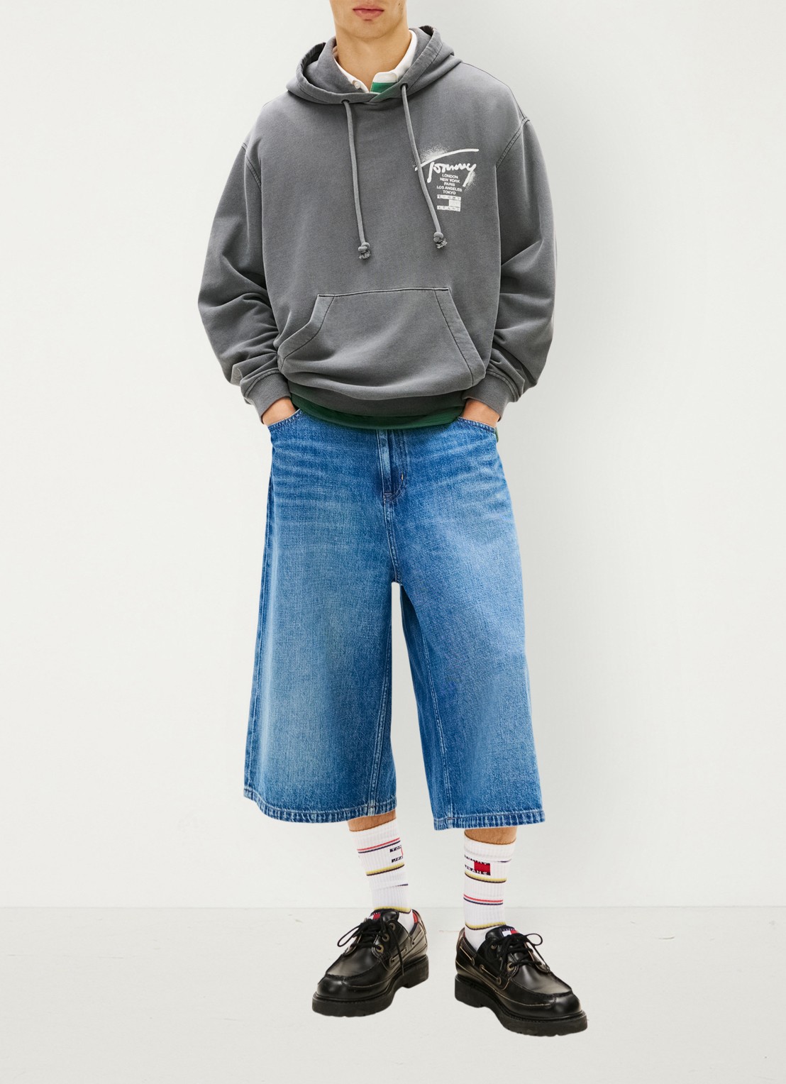 Tommy Hilfiger Hoodie met logo- en backprint - voorkant 2 donkergrijs