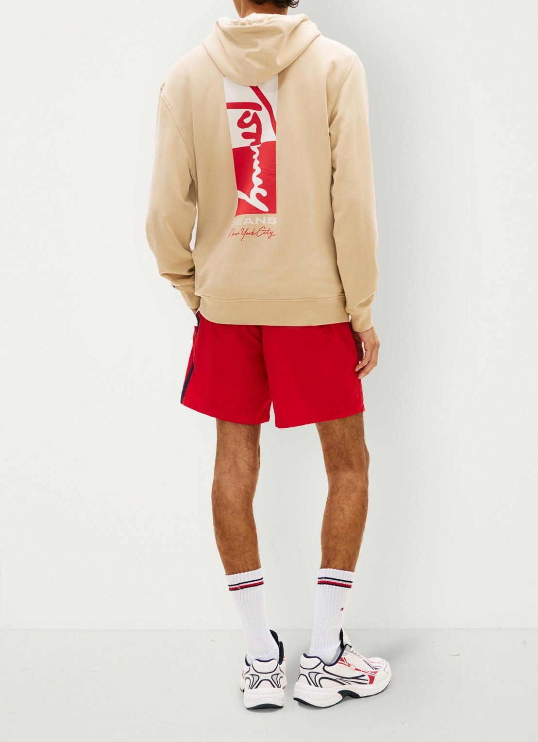 Tommy Hilfiger Hoodie met logo- en backprint - achterkant 5 beige