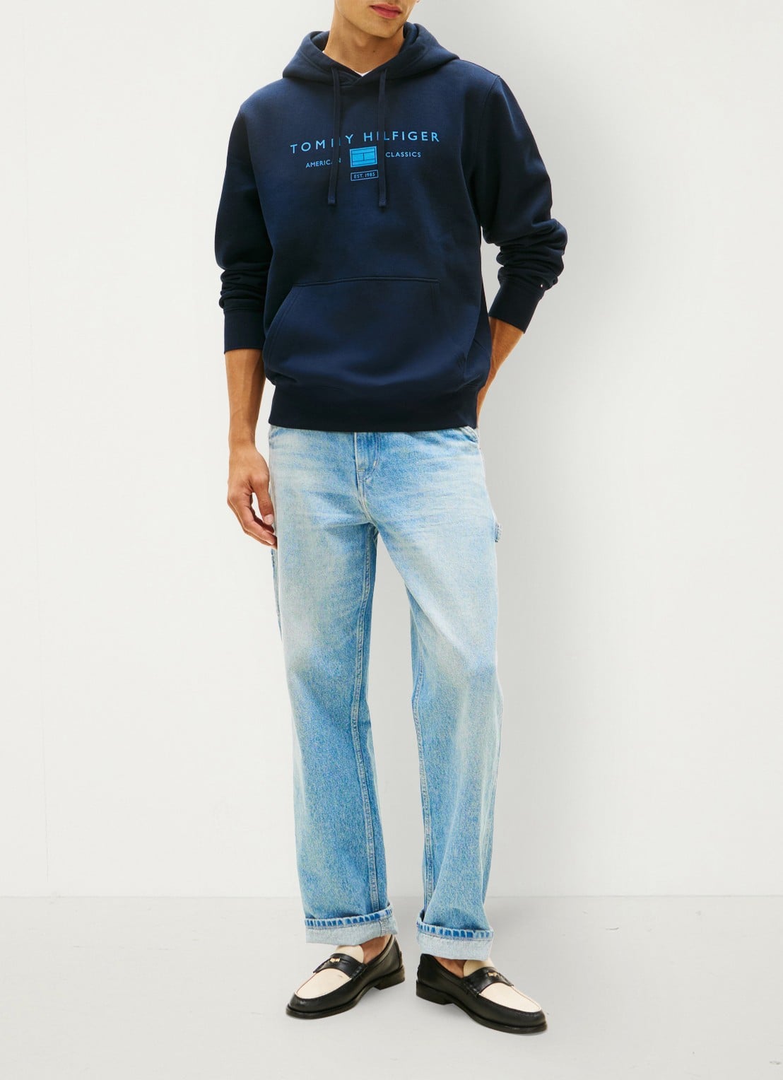 Tommy Hilfiger Hoodie met logo - voorkant 3 donkerblauw