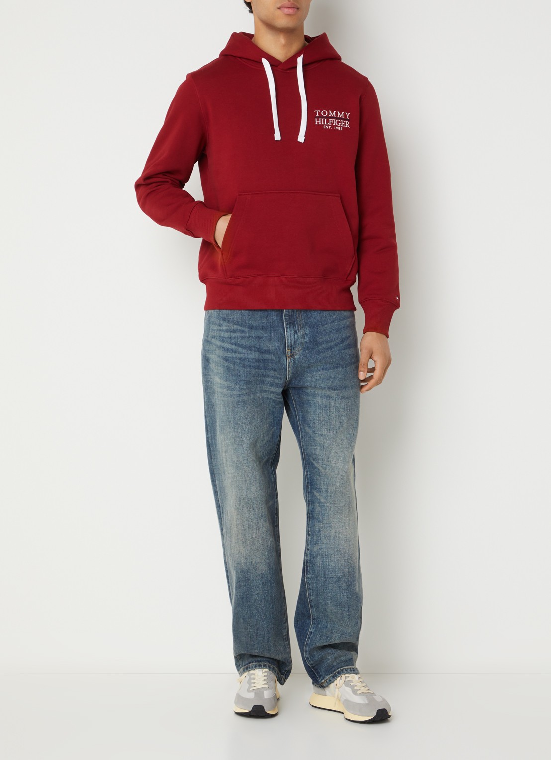 Tommy Hilfiger Hoodie met logo - voorkant 2 cranberryrood