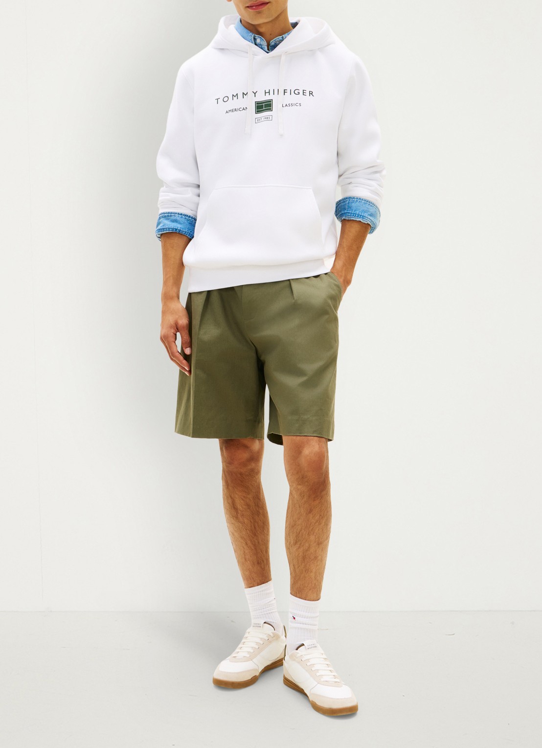 Tommy Hilfiger Hoodie met logo - voorkant 5 wit