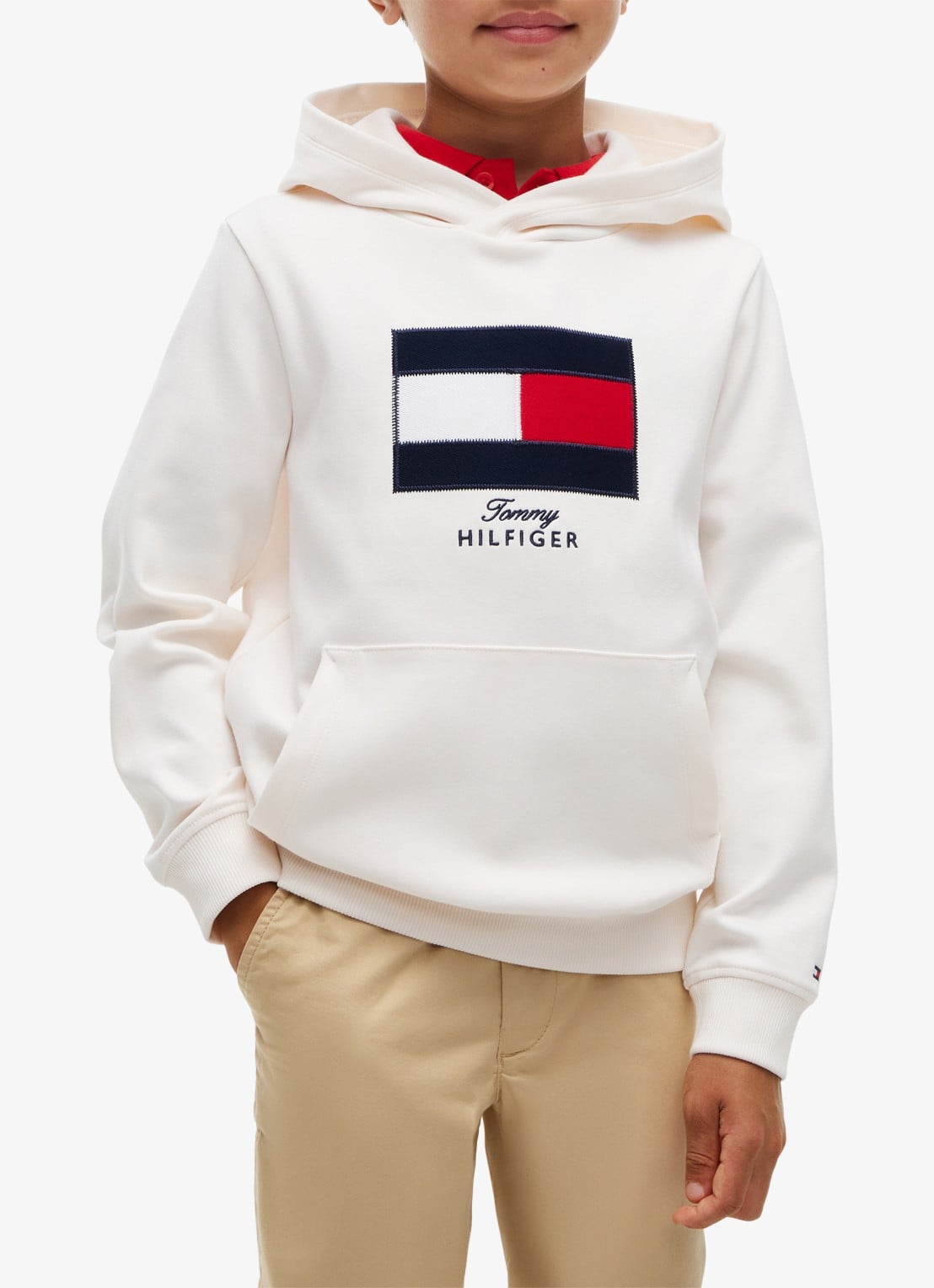 Tommy Hilfiger Hoodie met logo - detail wit
