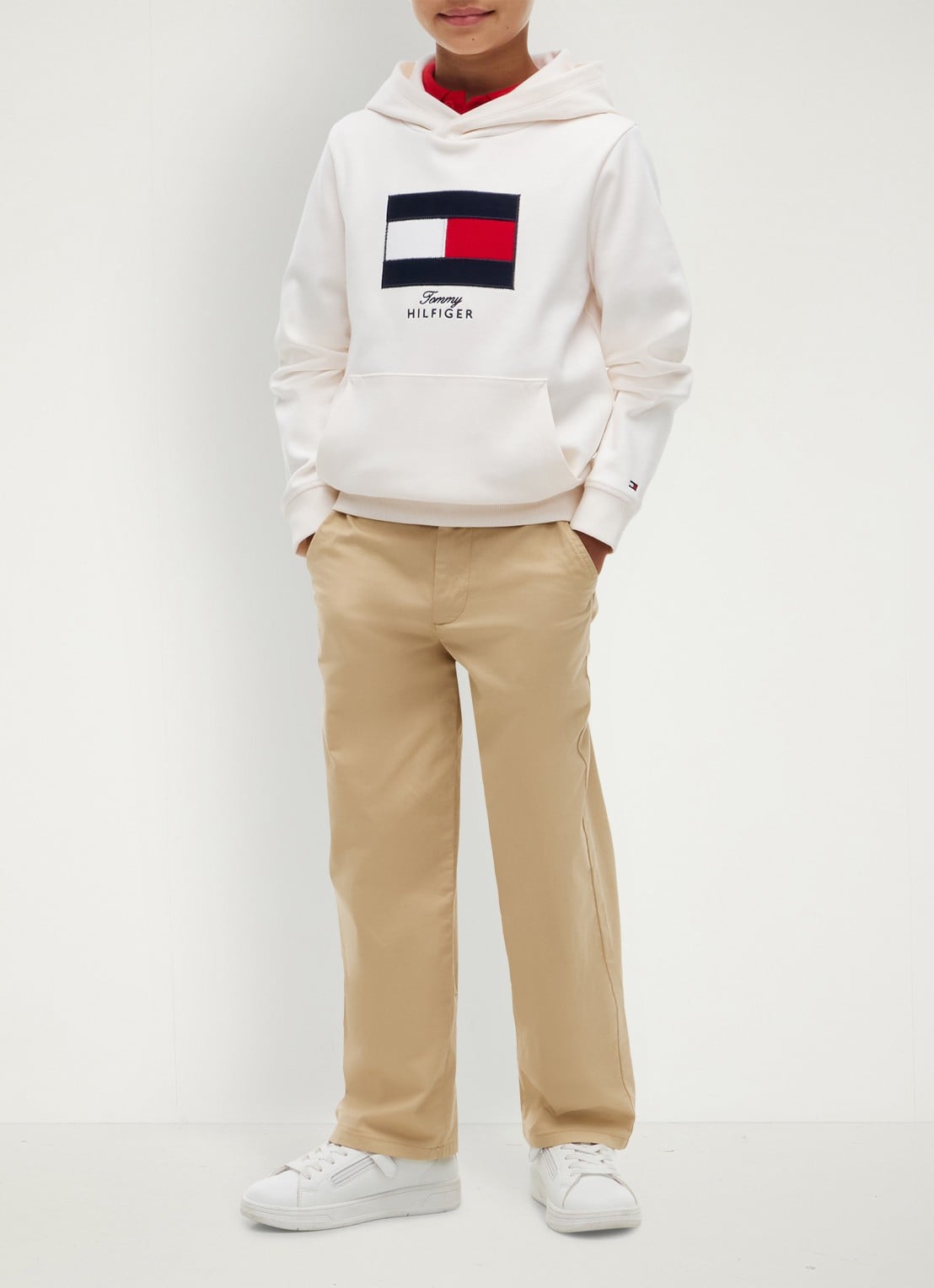 Tommy Hilfiger Hoodie met logo - voorkant 4 wit