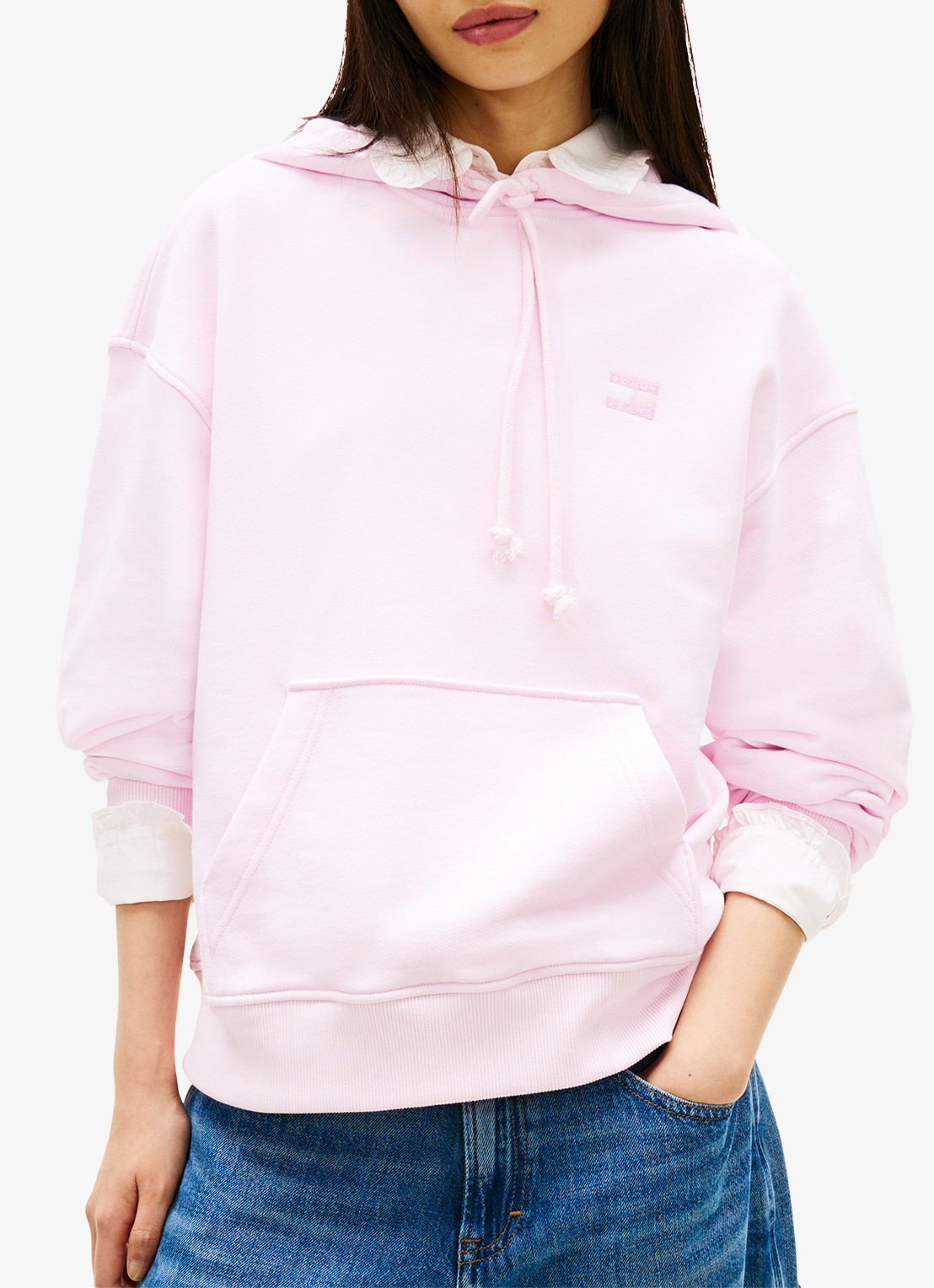 Tommy Hilfiger Hoodie met logoborduring - detail 2 lichtroze