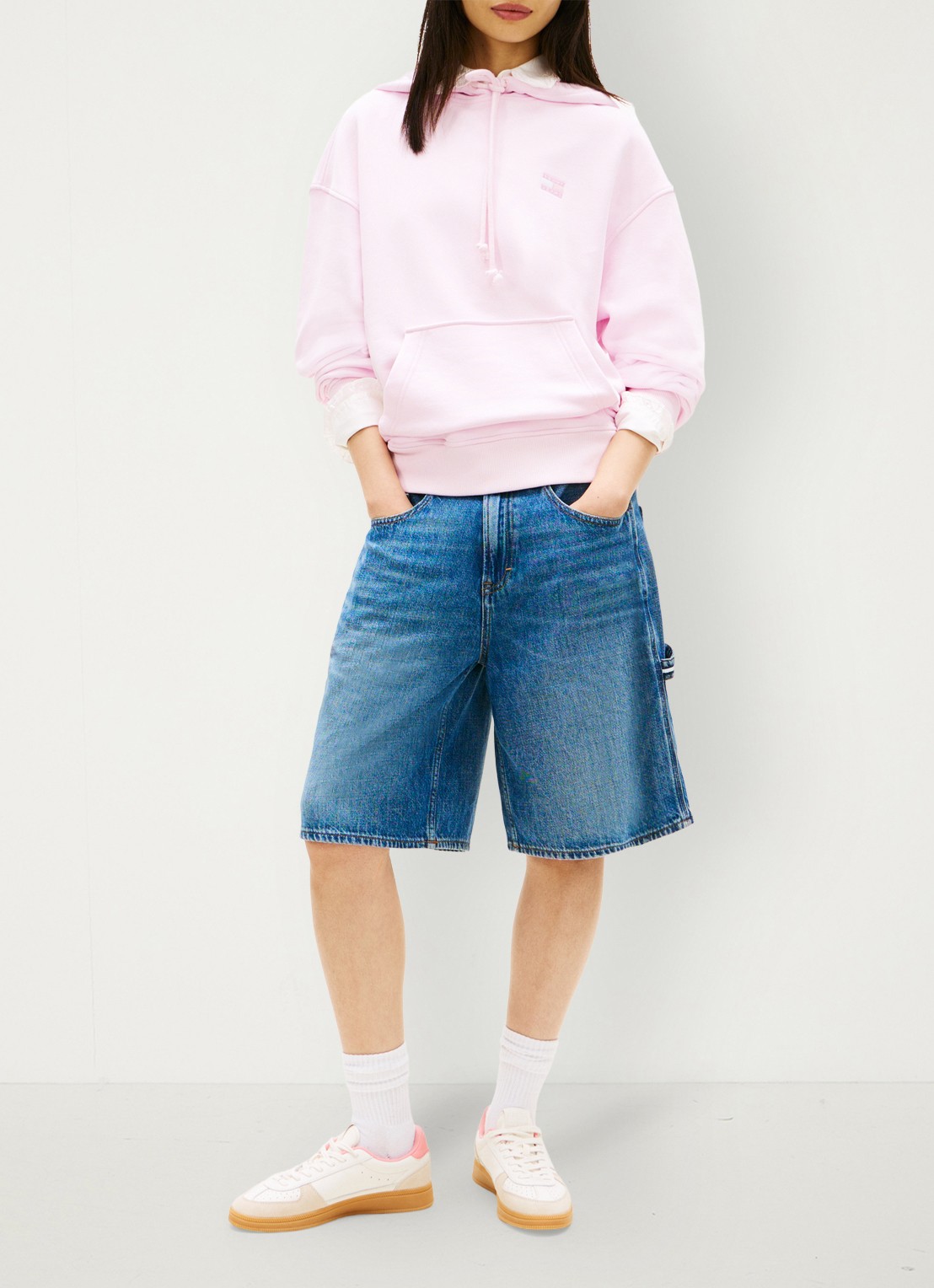 Tommy Hilfiger Hoodie met logoborduring - voorkant 5 lichtroze