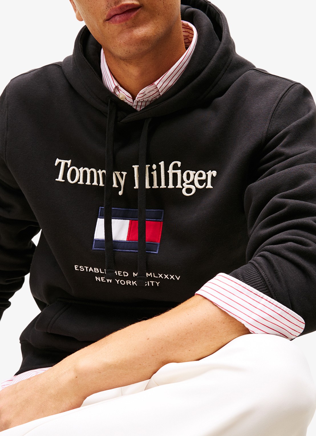 Tommy Hilfiger Hoodie met logoborduring - detail 2 zwart