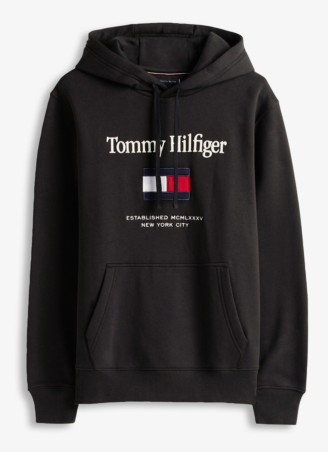 Tommy Hilfiger Hoodie met logoborduring - voorkant 4 zwart
